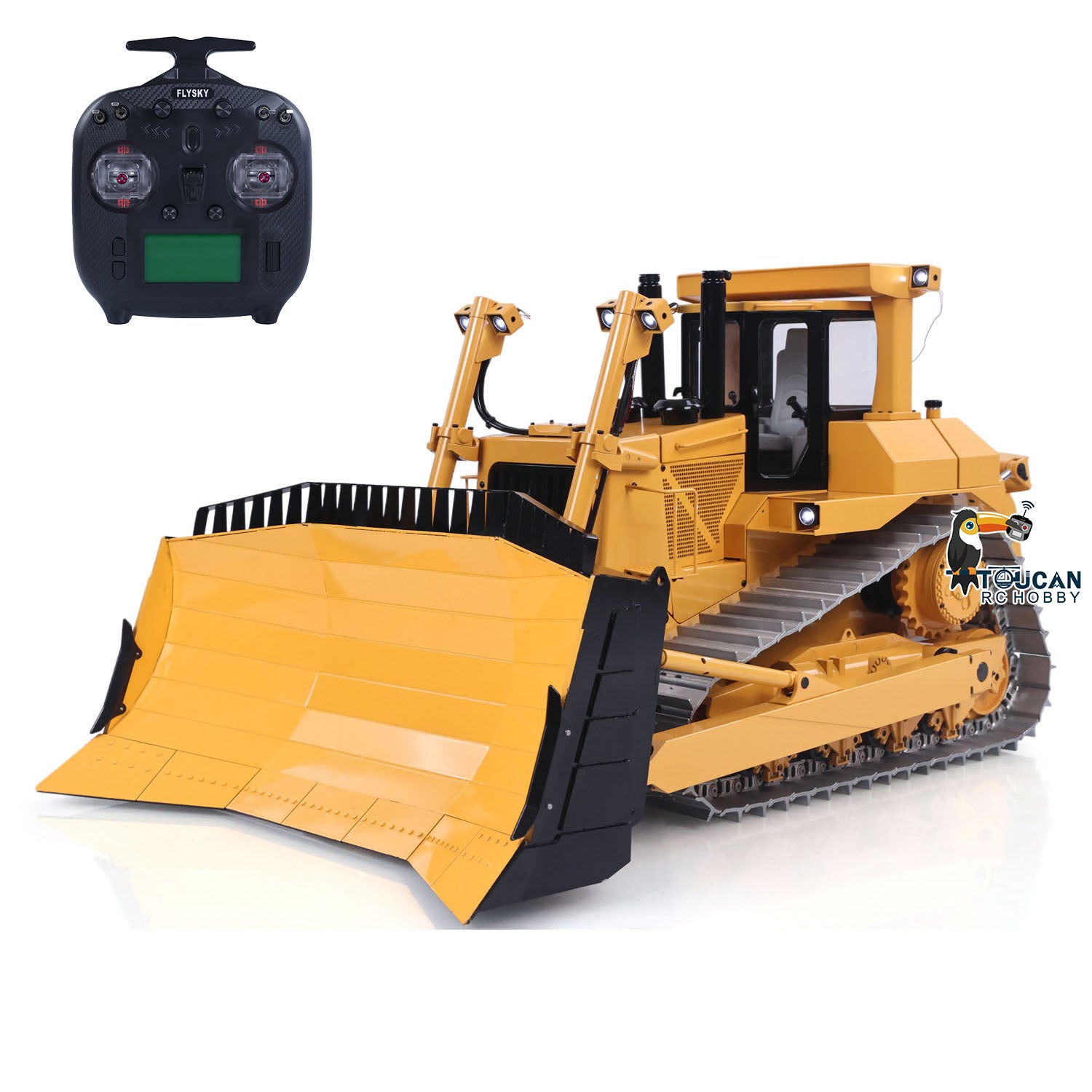 JDM-98 Ultra DXR2 1/14 Metal RC Hydraulic Bulldozer yellow overall view