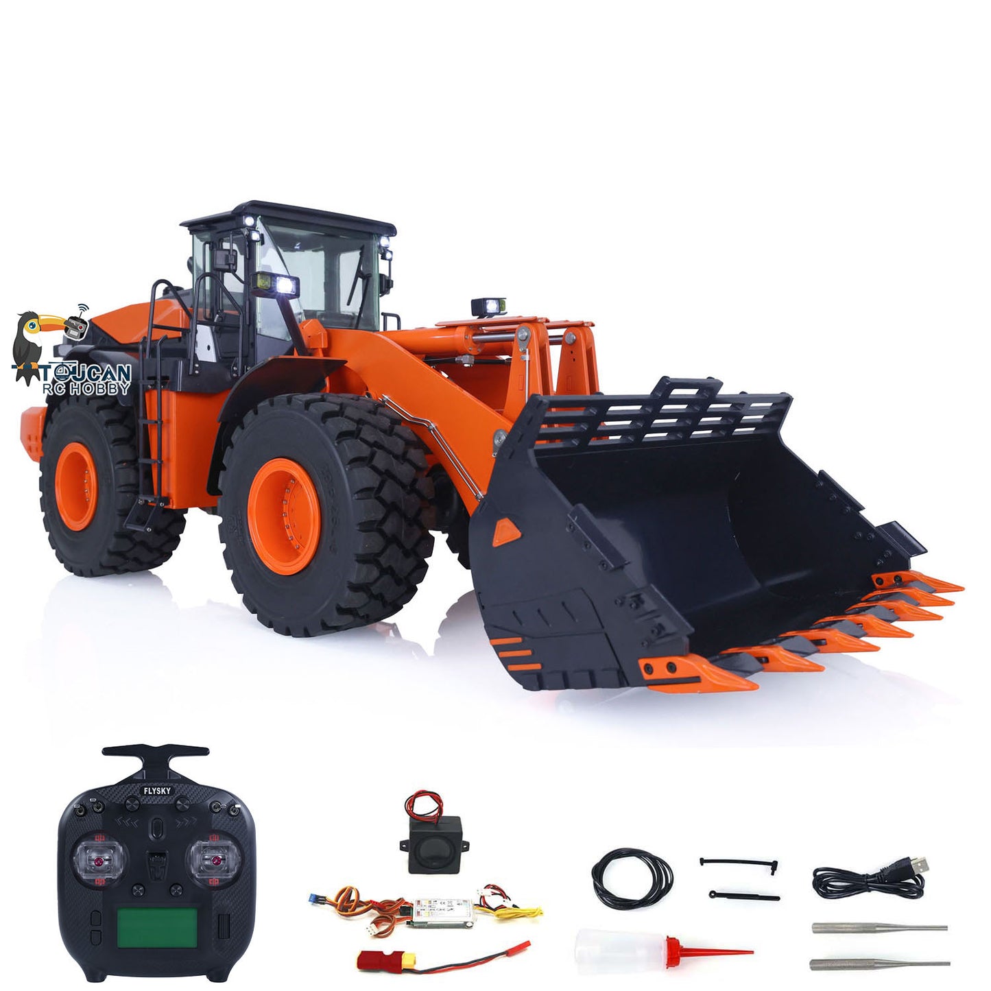 JDMODEL JDM-198 ZW370 1/14 Metal Hydraulic RC Wheel Loader PNP configuration with radio controller sound module and accessories