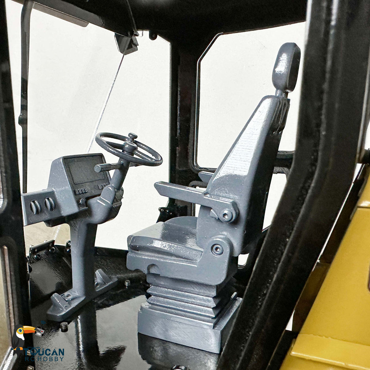 JZM CS11 1/12 Metal RC Road Roller cab interior with detailed operator controls