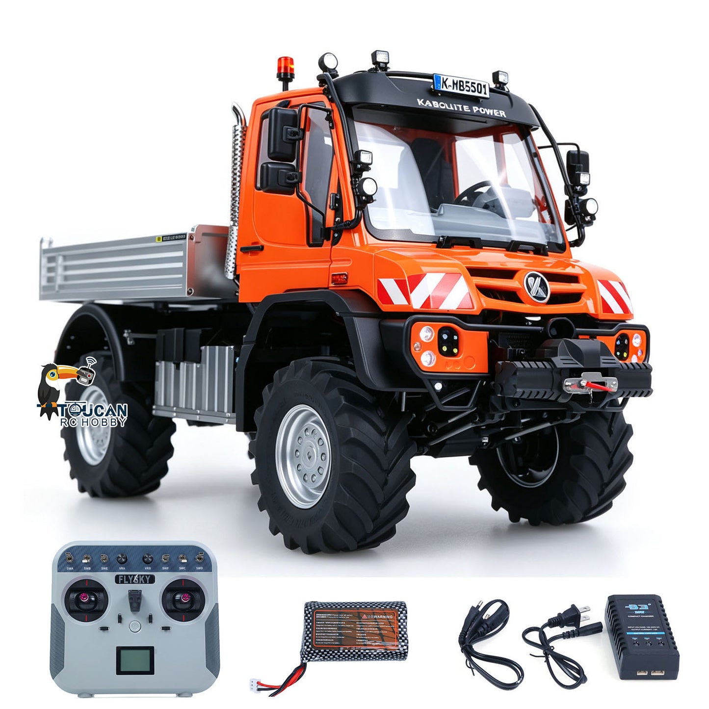 KABOLITE K5501 1/14 Metal 4x4 RC Off Road Crawler orange configuration with controller battery and charger
