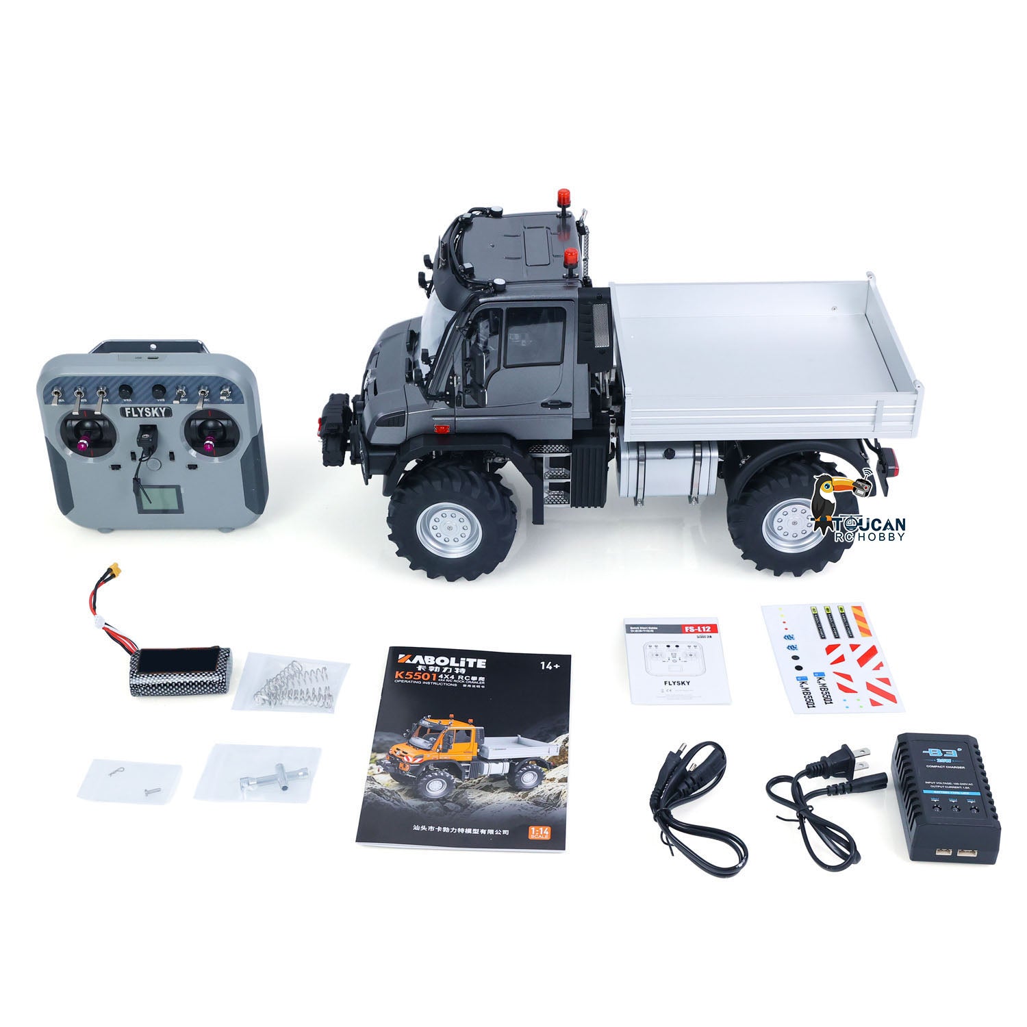 KABOLITE K5501 1/14 Metal 4x4 RC Off Road Crawler grey RTR set with controller battery charger and accessories