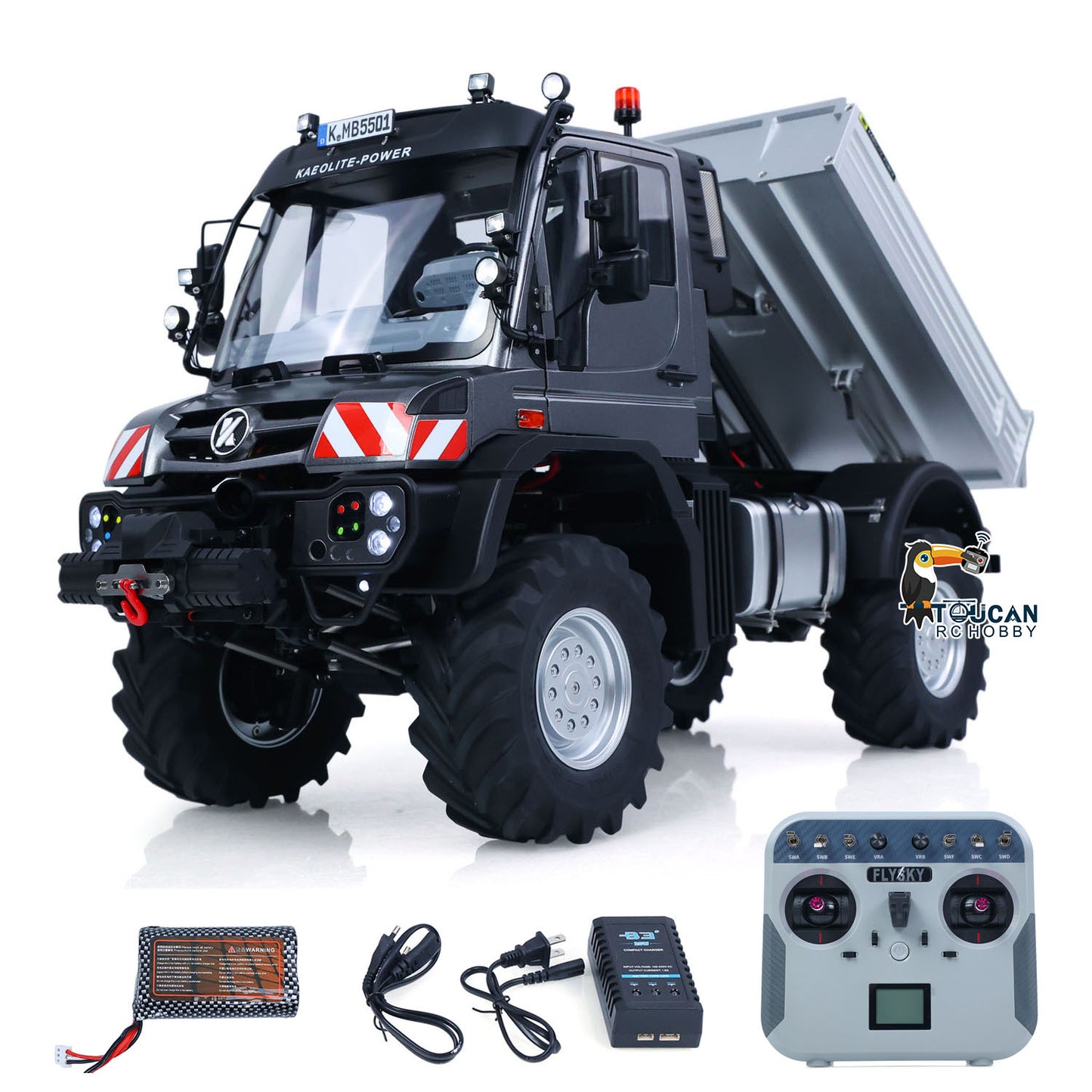 KABOLITE K5501 1/14 Metal 4x4 RC Off Road Crawler grey configuration with controller battery and charger