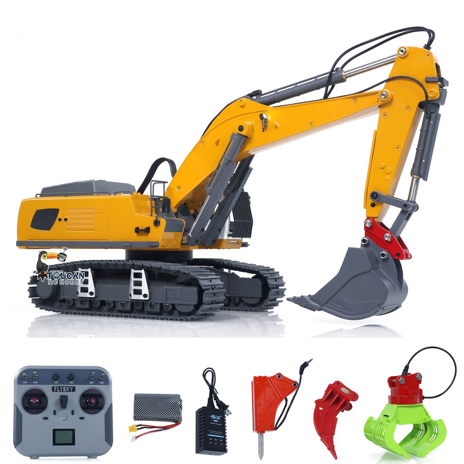 KABOLITE 5901 100S 1/18 Electric RC Excavator Digger with electric hammer ripper and claw attachments