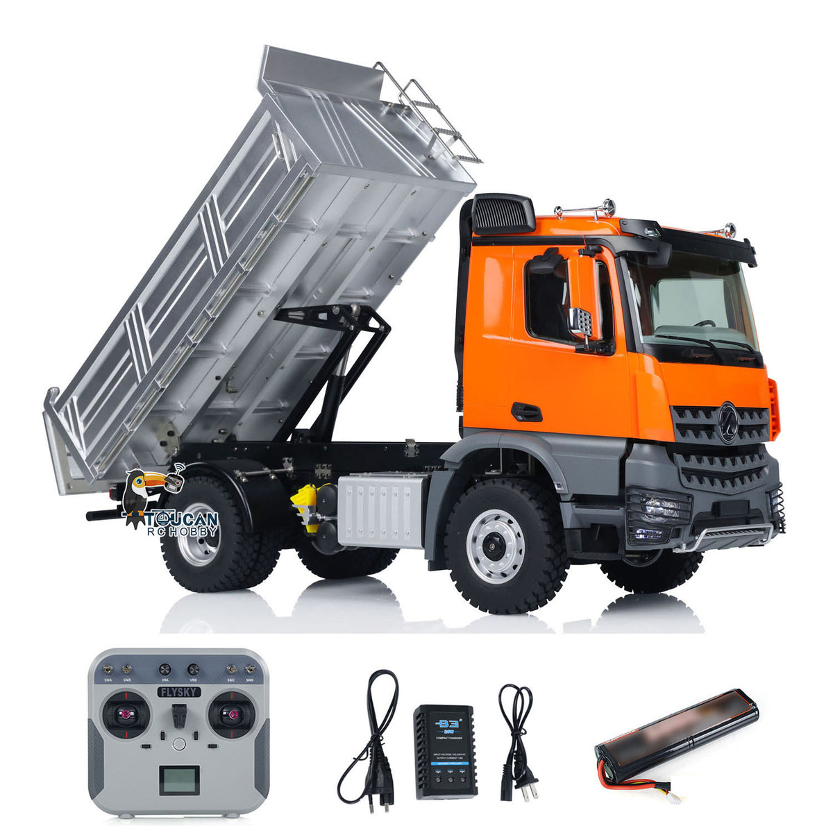 Kabolite 5701 1/14 4x4 Plastic RC Dump Truck orange RTR model with radio controller battery and charger