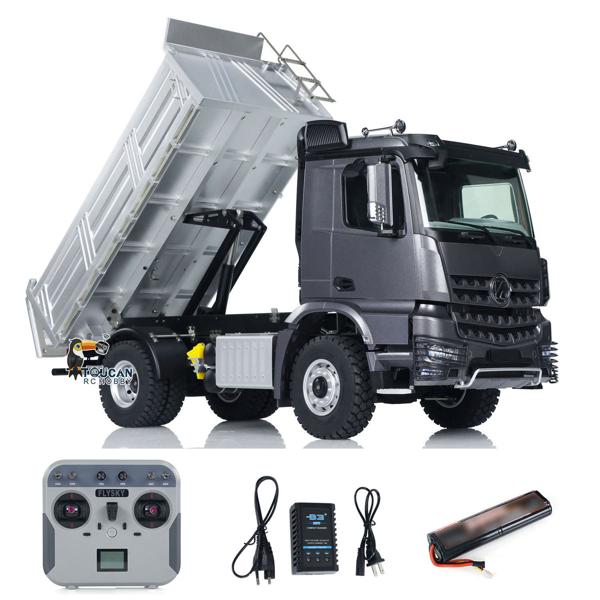 Kabolite 5701 1/14 4x4 Plastic RC Dump Truck gray RTR package with radio controller battery and charger