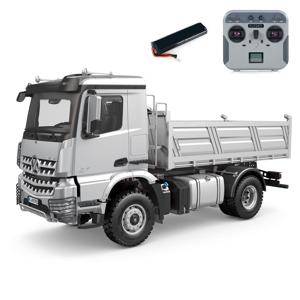 Kabolite 5701 1/14 4x4 Plastic RC Dump Truck silver version with radio controller and battery