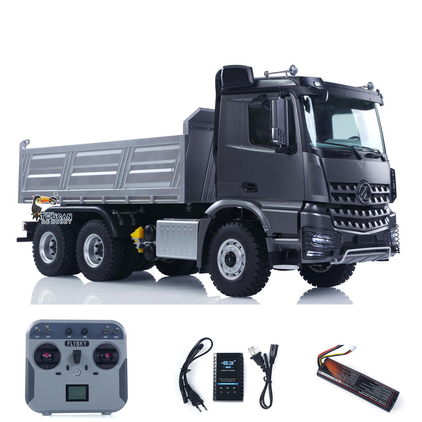 Kabolite 5702 1/14 RC dump truck grey features display screw lift system