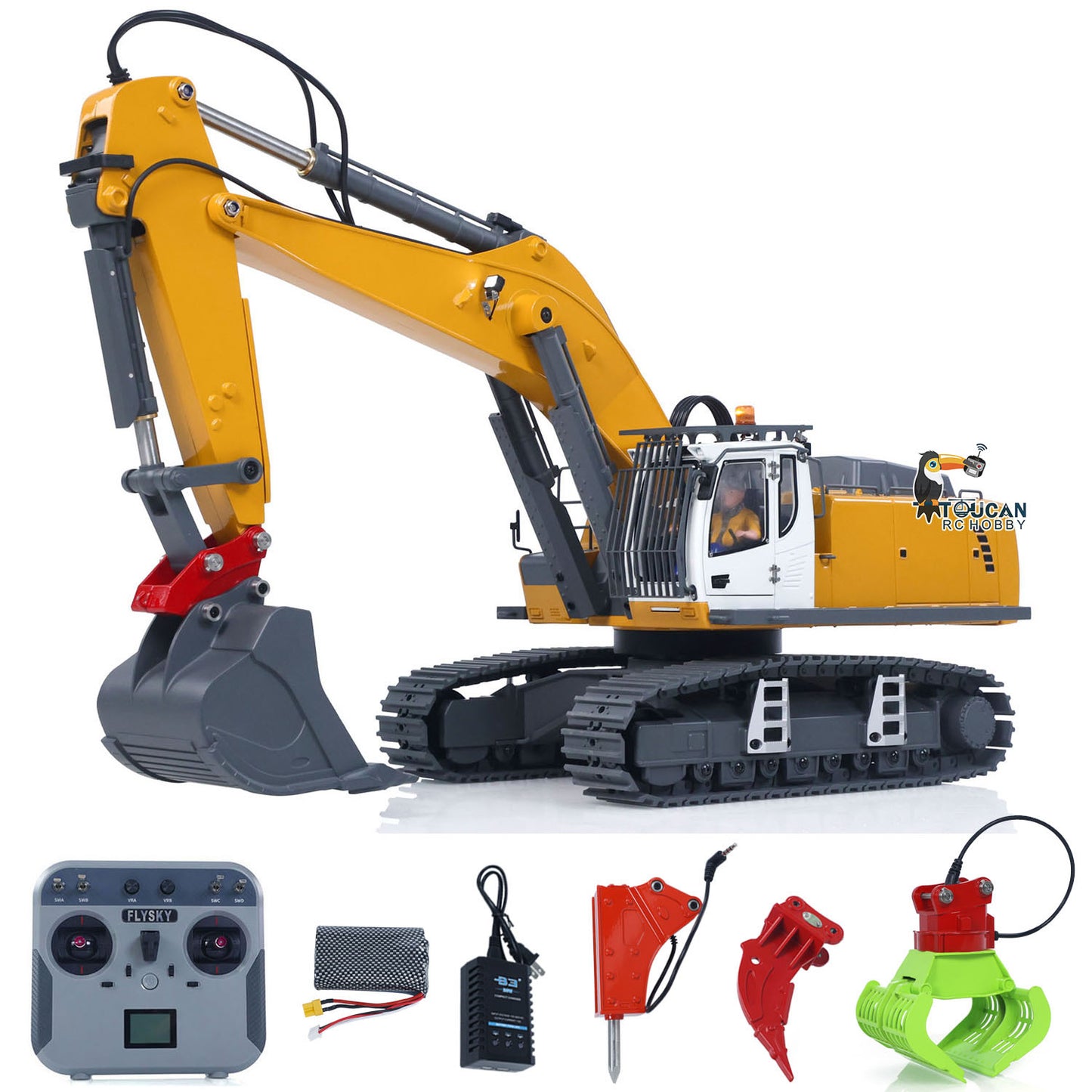 KABOLITE 5901 100S 1/18 Electric RC Excavator Digger with radio controller battery charger and attachments