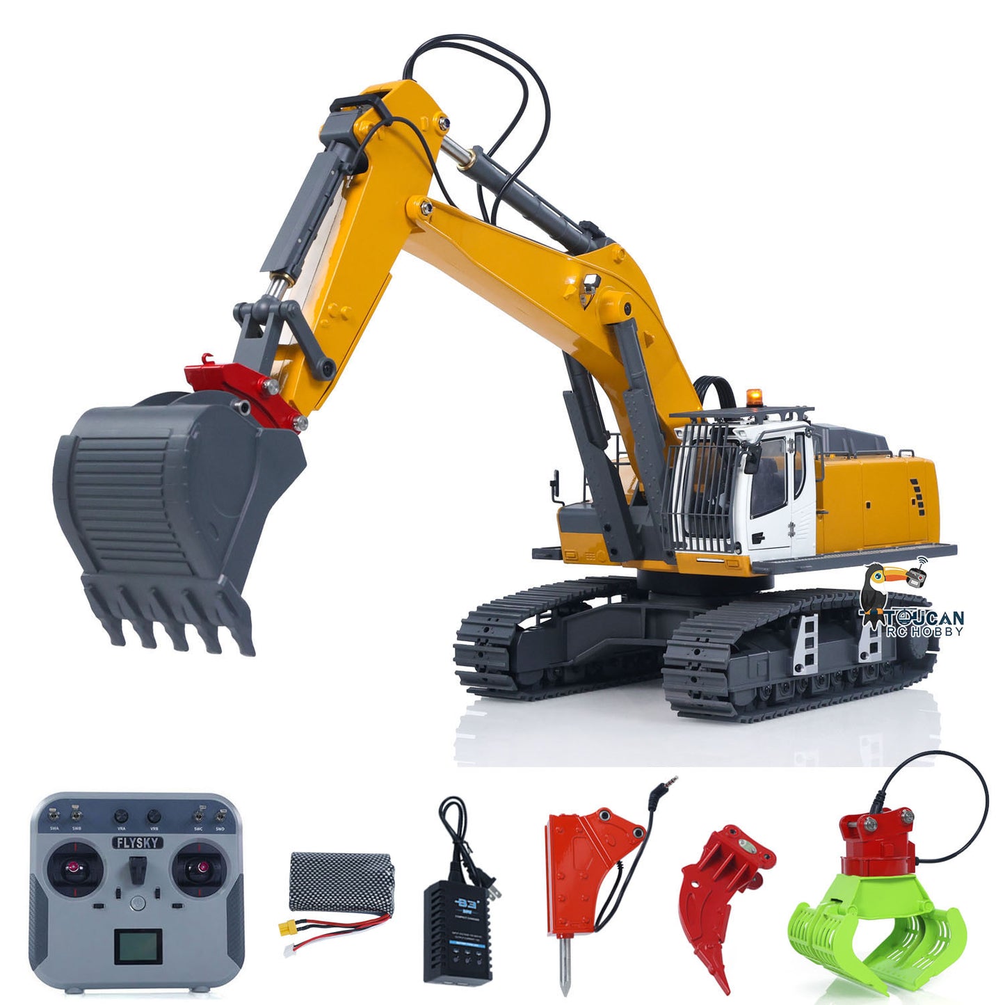 KABOLITE 5901 100S 1/18 Electric RC Excavator Digger with FlySky radio battery charger and accessories