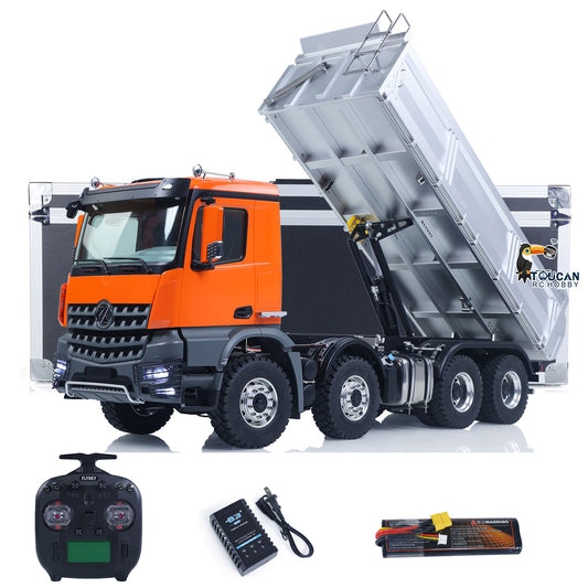 KABOLITE K3367 1/14 Metal RC Hydraulic 8x8 Dump Truck complete package with FlySky ST8 radio controller, battery and charger
