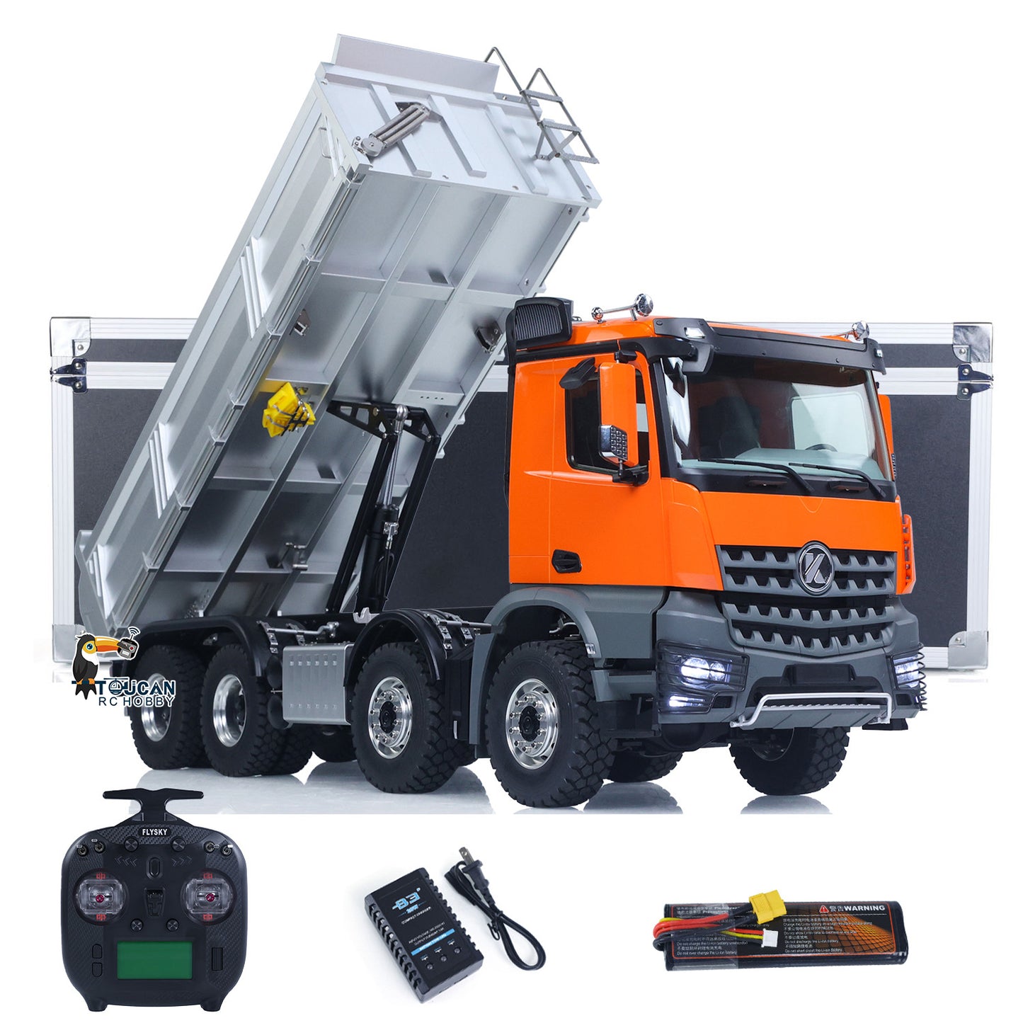 KABOLITE K3367 1/14 Metal RC Hydraulic 8x8 Dump Truck package overview