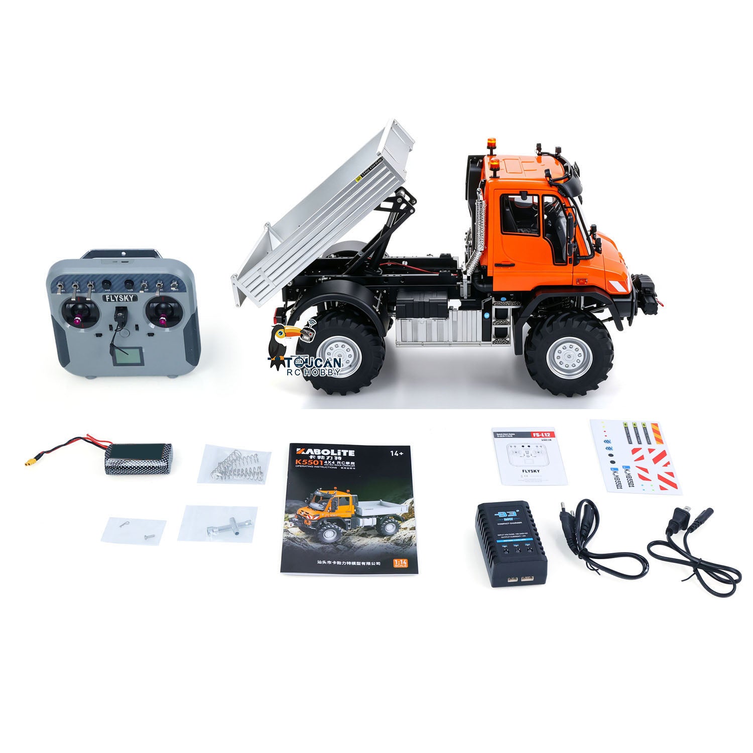 KABOLITE K5501 1/14 Metal 4x4 RC Off Road Crawler orange RTR set with controller battery charger and accessories