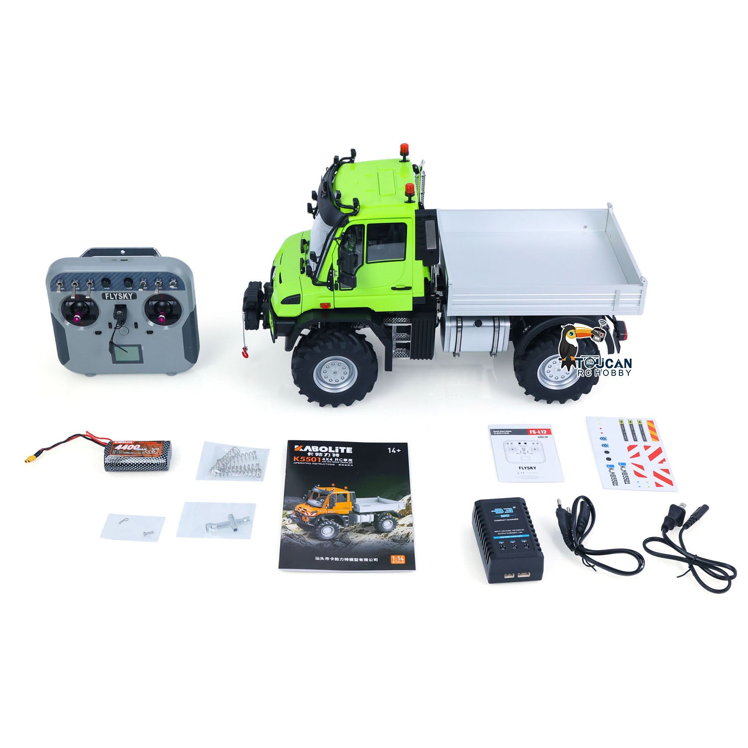 KABOLITE K5501 1/14 Metal 4x4 RC Off Road Crawler green RTR set with controller battery charger and accessories