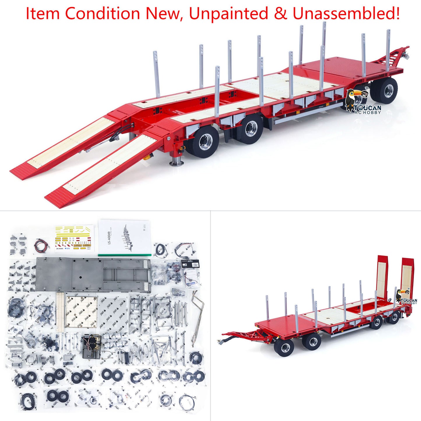 LESU A0049 1/14 Metal Hydraulic Tailboard Trailer unassembled unpainted kit for RC tractor trucks