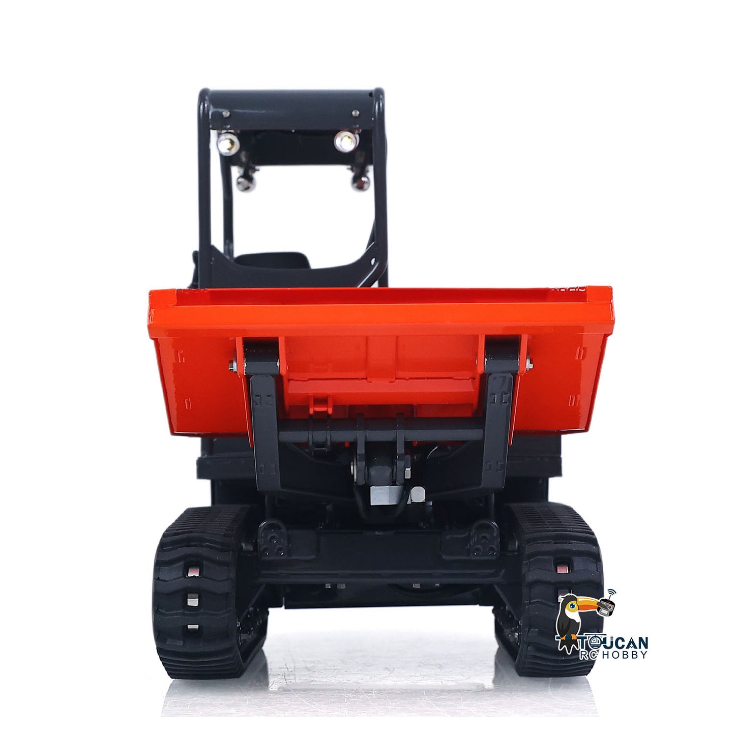 LESU KC300HR-5 1/14 Metal Hydraulic RC Tracked Dump Truck front view with detailed cab and chassis