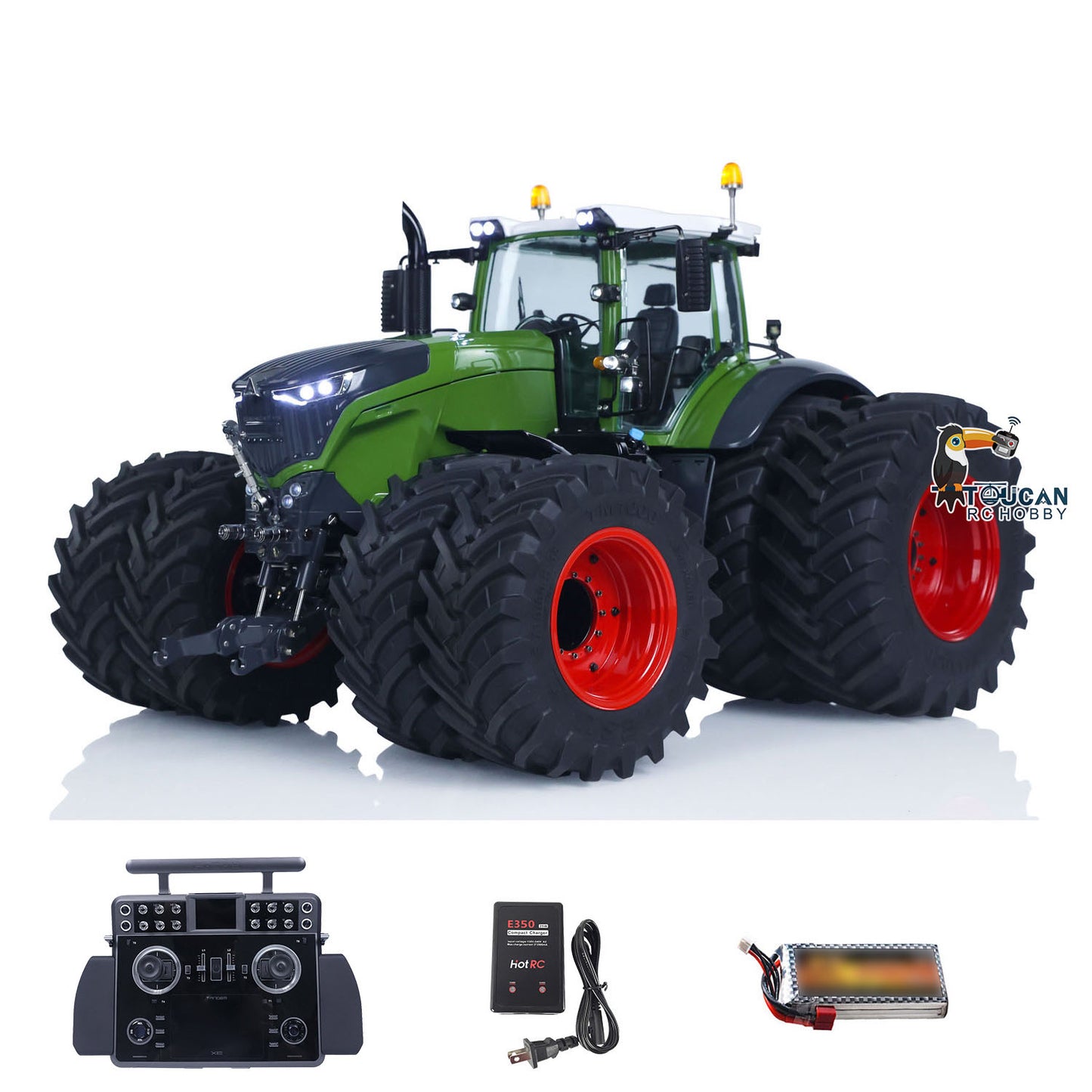 LESU A0018 AOUE 1050 1/14 Metal Hydraulic RC Tractor 4x4 configuration with radio controller battery and charger