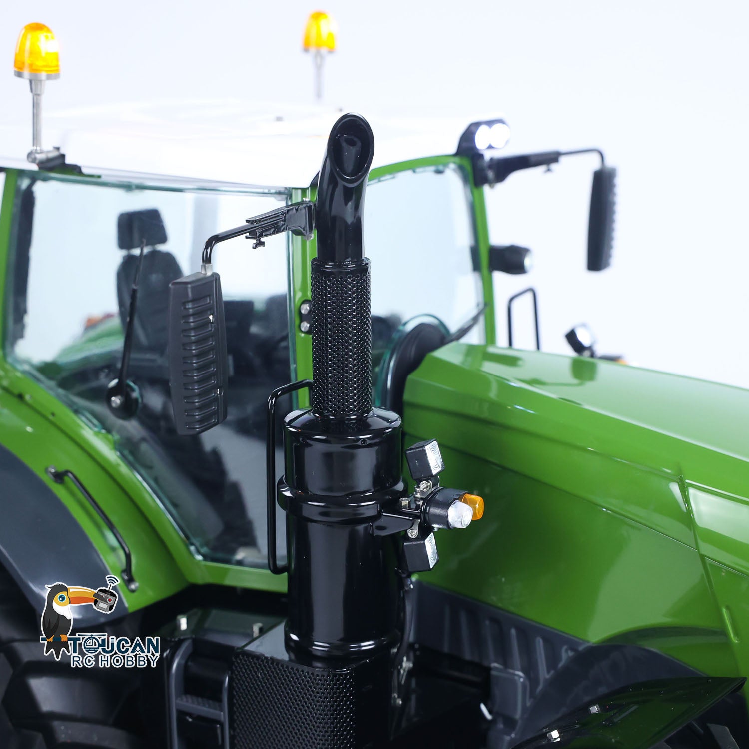 LESU A0018 AOUE 1050 1/14 Metal Hydraulic RC Tractor exhaust pipe detail with realistic styling
