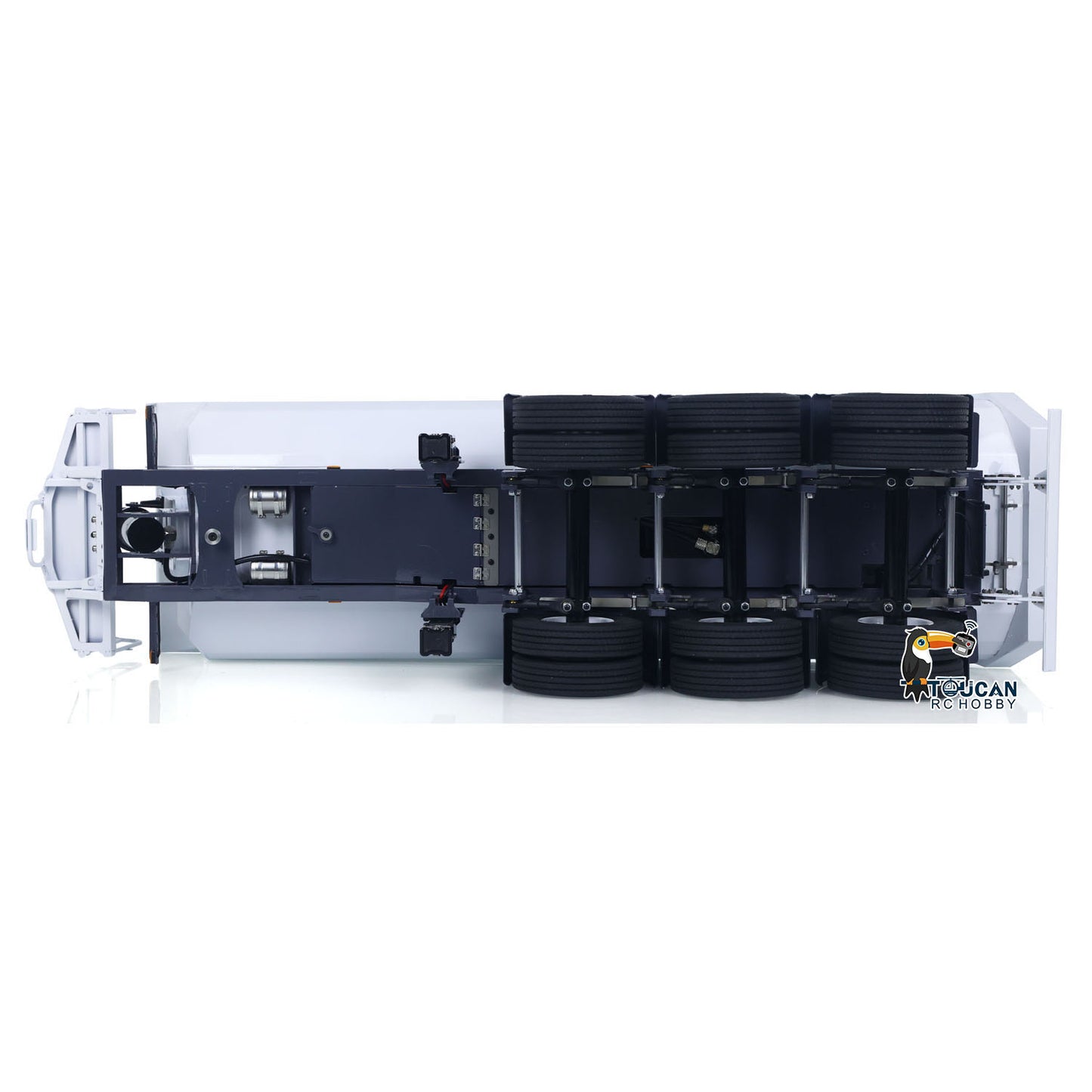 LESU A0045 1/14 Metal 3-Axle Hydraulic Dump Trailer bottom chassis detail
