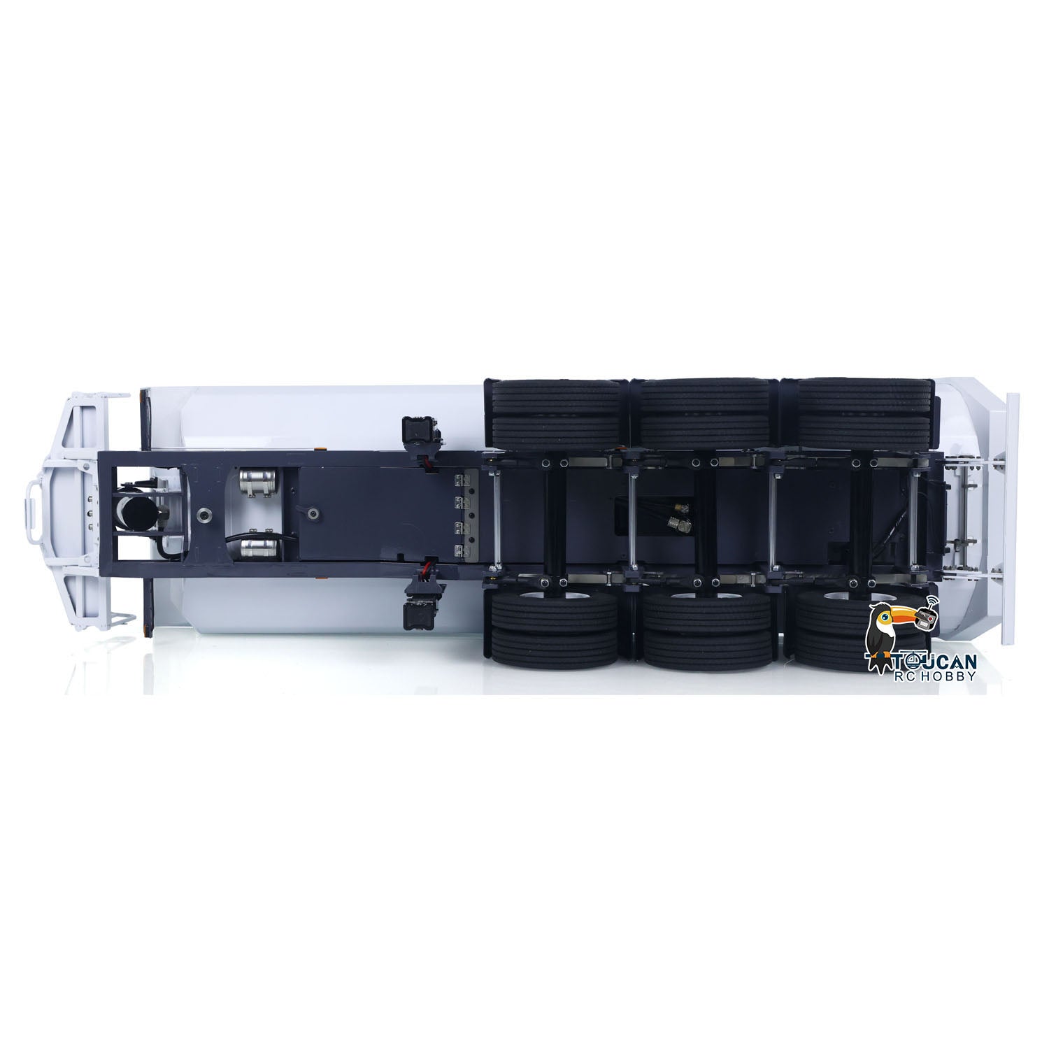 LESU A0045 1/14 Metal 3-Axle Hydraulic Dump Trailer bottom chassis detail