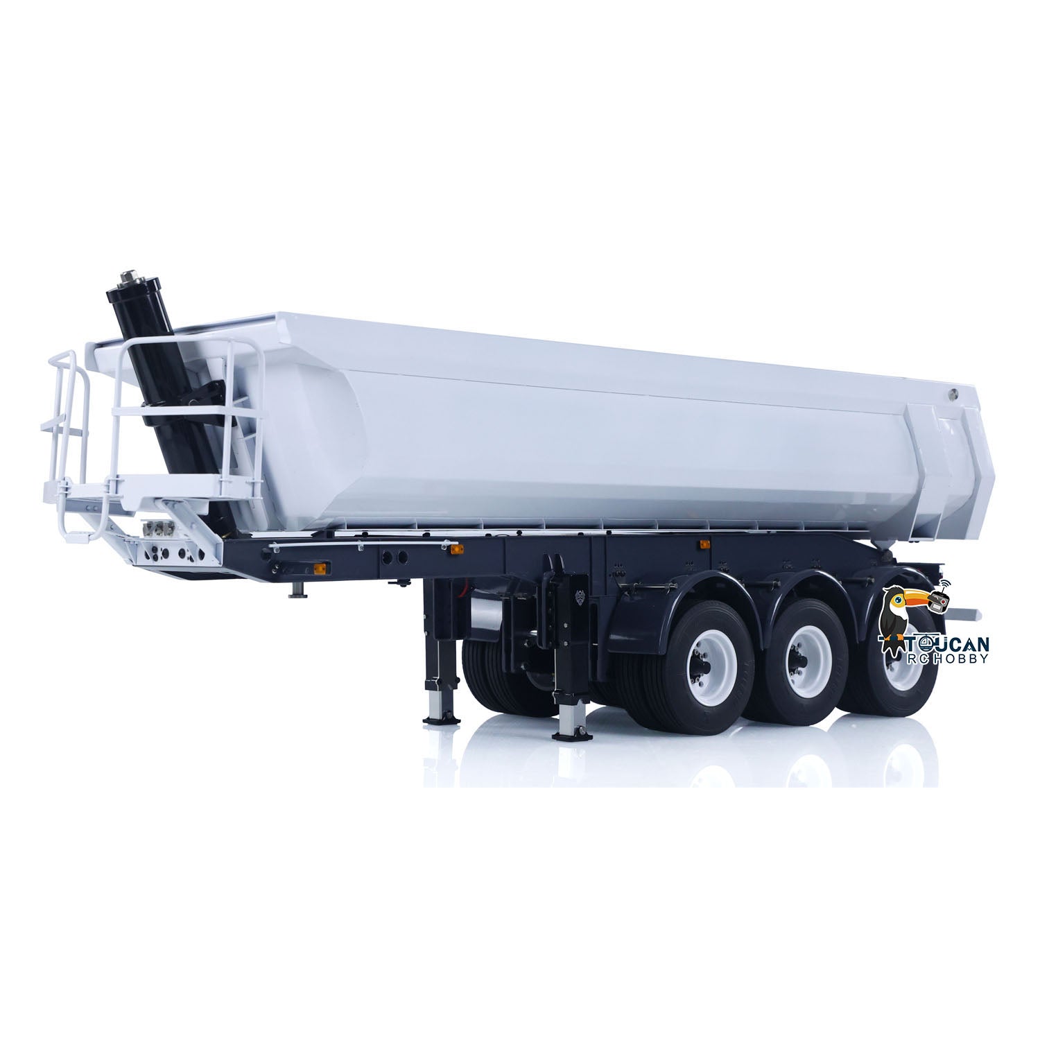 LESU A0045 1/14 Metal 3-Axle RC Dump Trailer with U-Shape Bed and detailed chassis