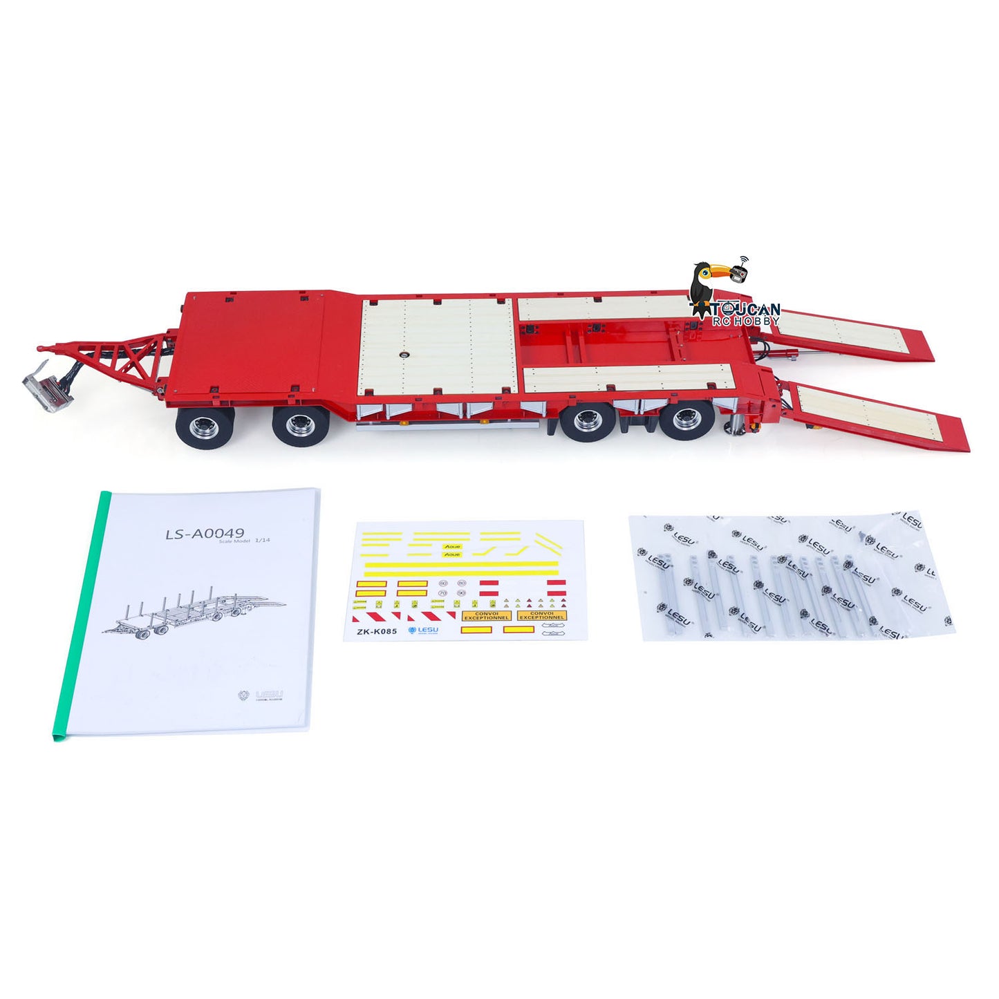 LESU A0049 1/14 Metal Hydraulic Tailboard Trailer with manual stickers and accessories