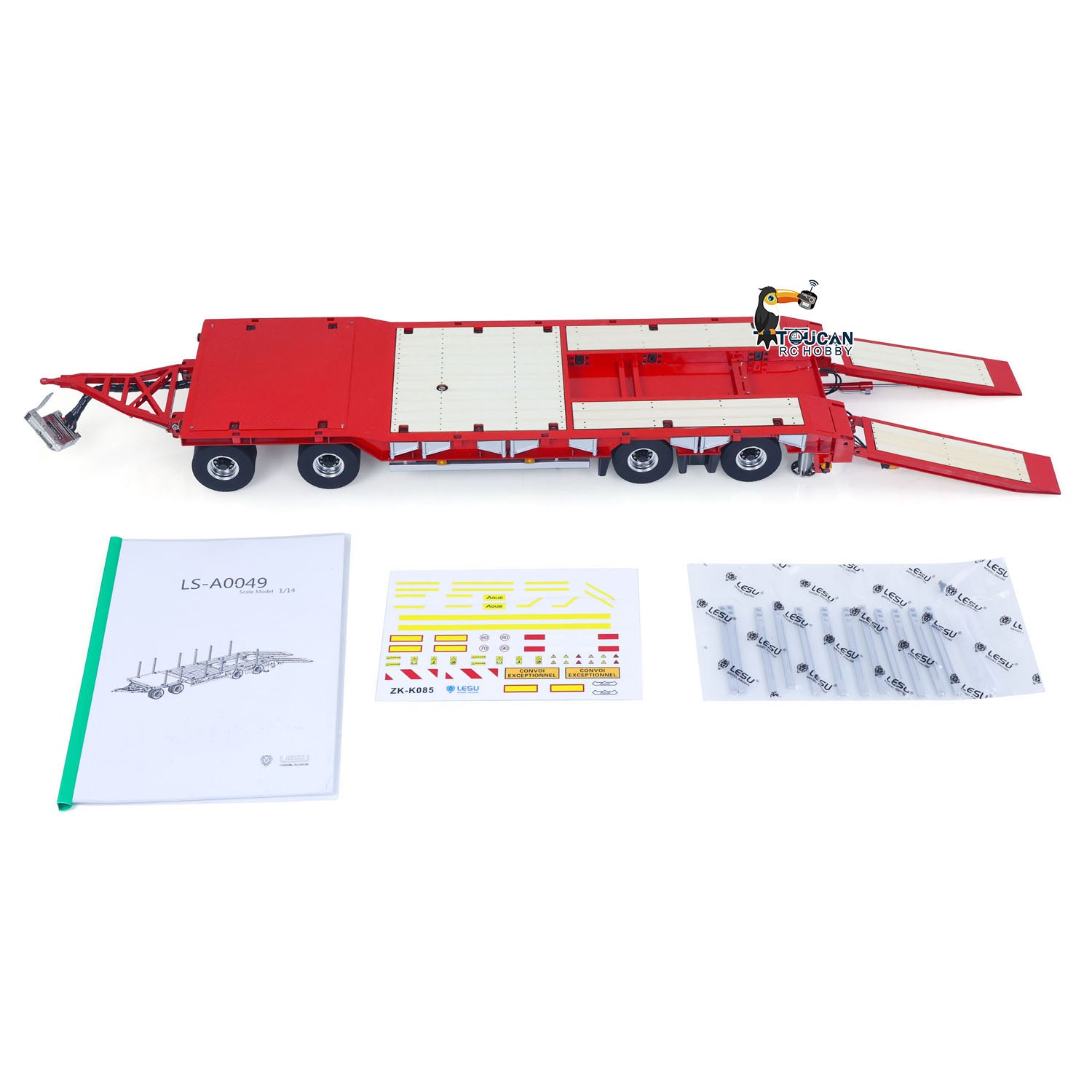 LESU A0049 1/14 Metal Hydraulic Tailboard Trailer with manual stickers and accessories