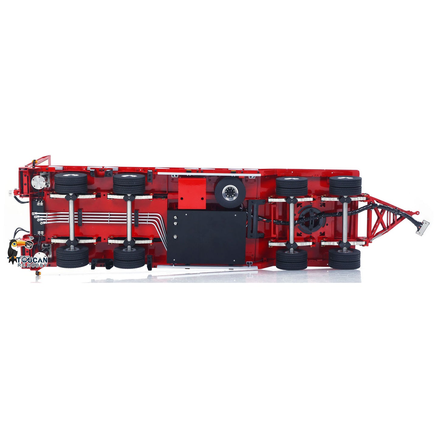 LESU A0049 1/14 Metal Hydraulic Tailboard Trailer full chassis with four axle suspension system