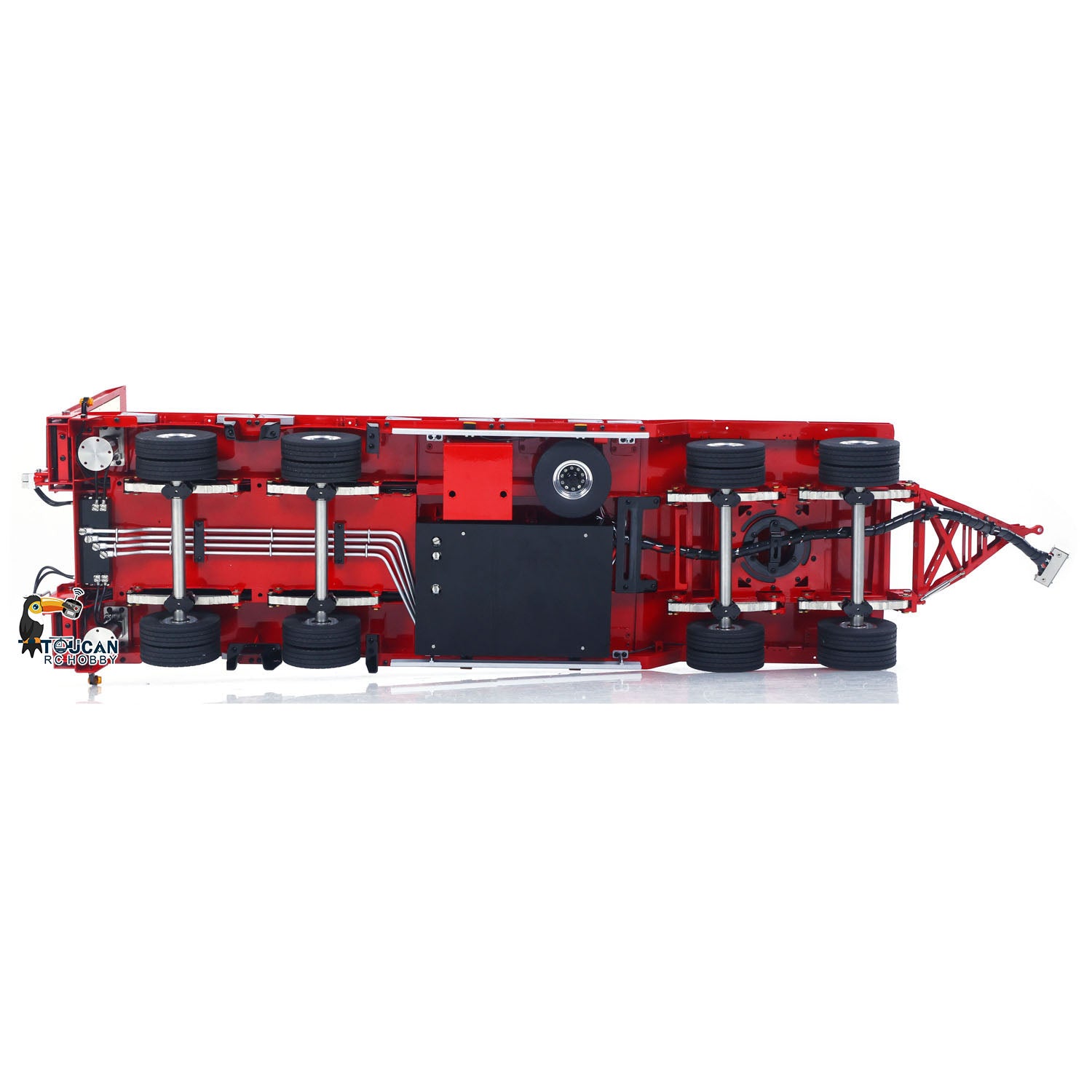 LESU A0049 1/14 Metal Hydraulic Tailboard Trailer full chassis with four axle suspension system