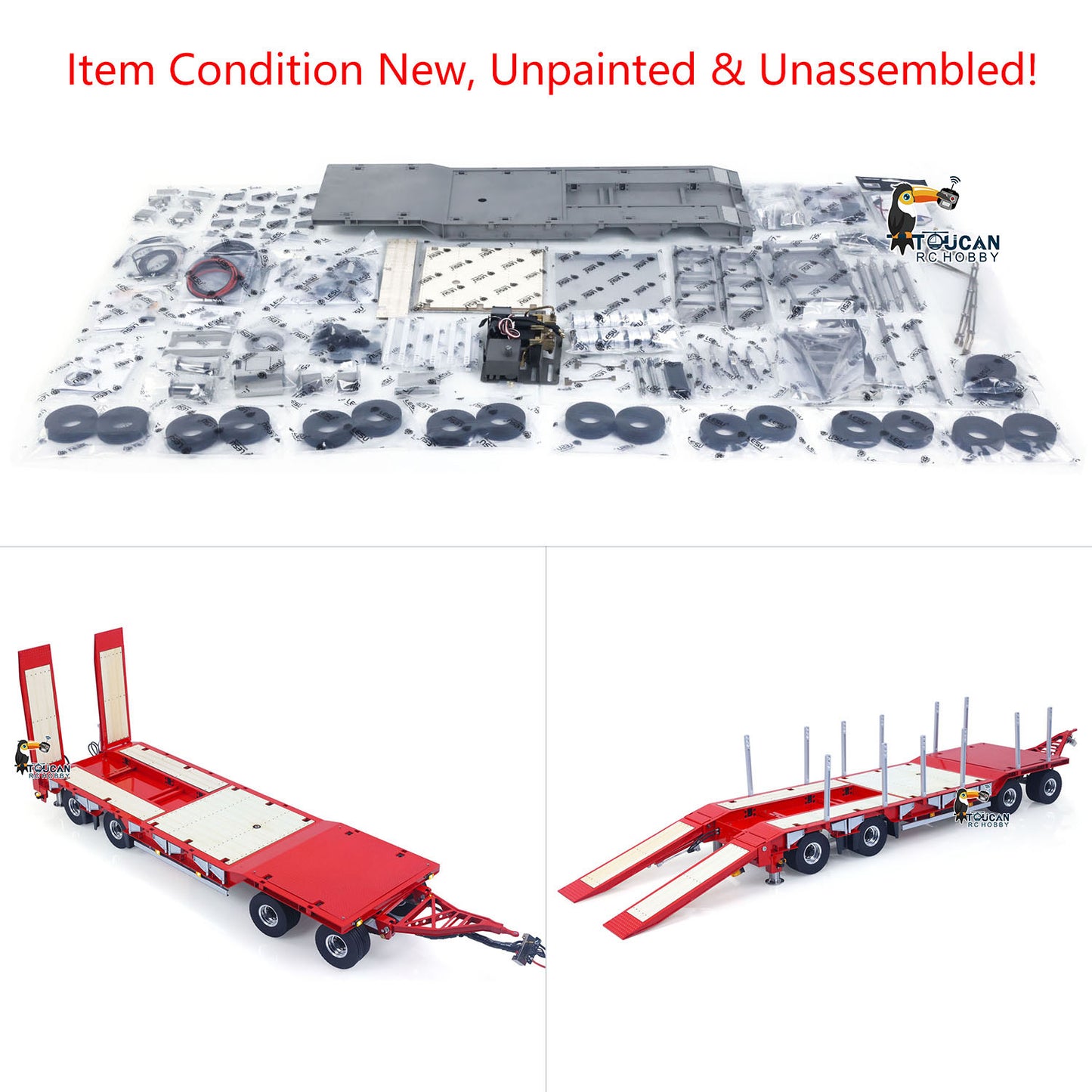 LESU A0049 1/14 Metal Hydraulic Tailboard Trailer unassembled and unpainted configuration