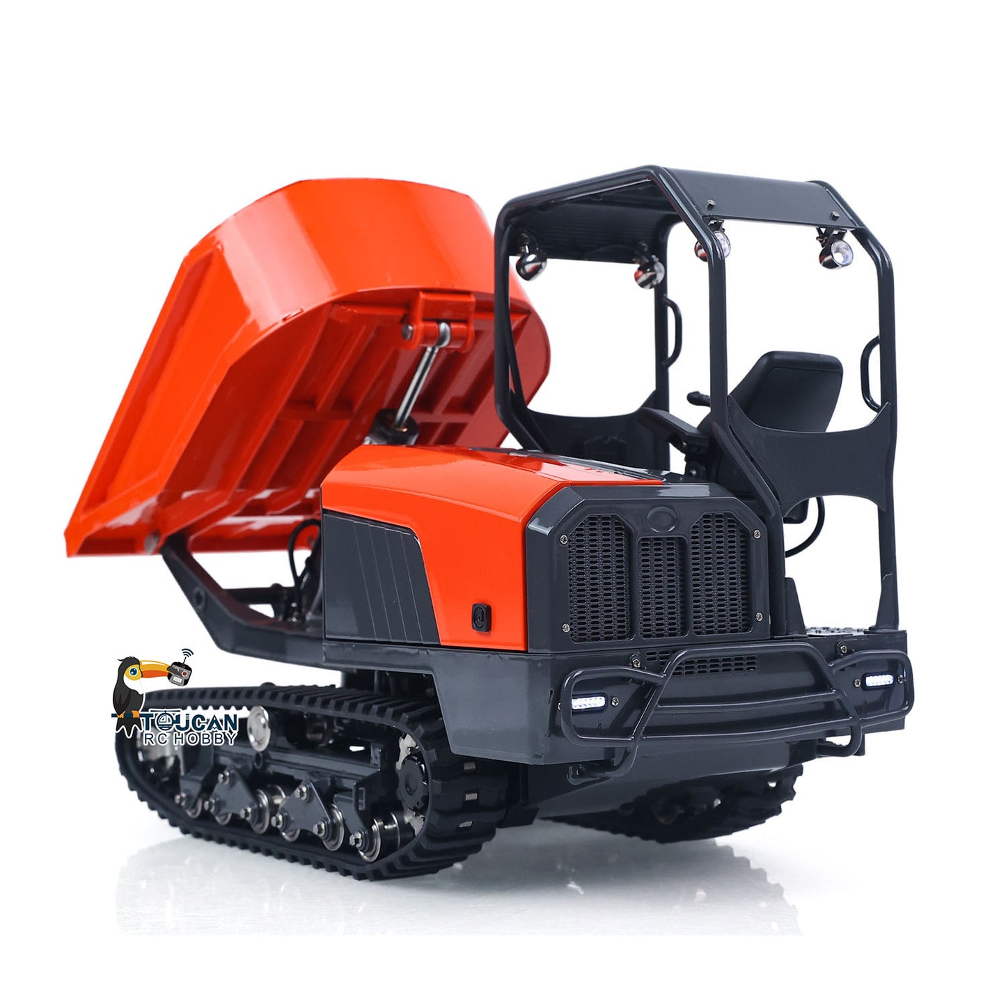 LESU KC300HR-5 1/14 Metal Hydraulic RC Tracked Dump Truck side detail with metal construction and components