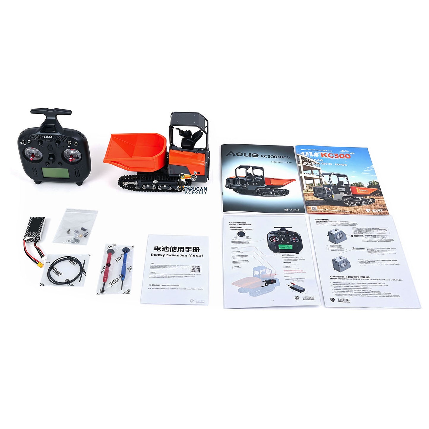 LESU KC300HR-5 1/14 Metal Hydraulic RC Tracked Dump Truck with radio controller battery manual and tools