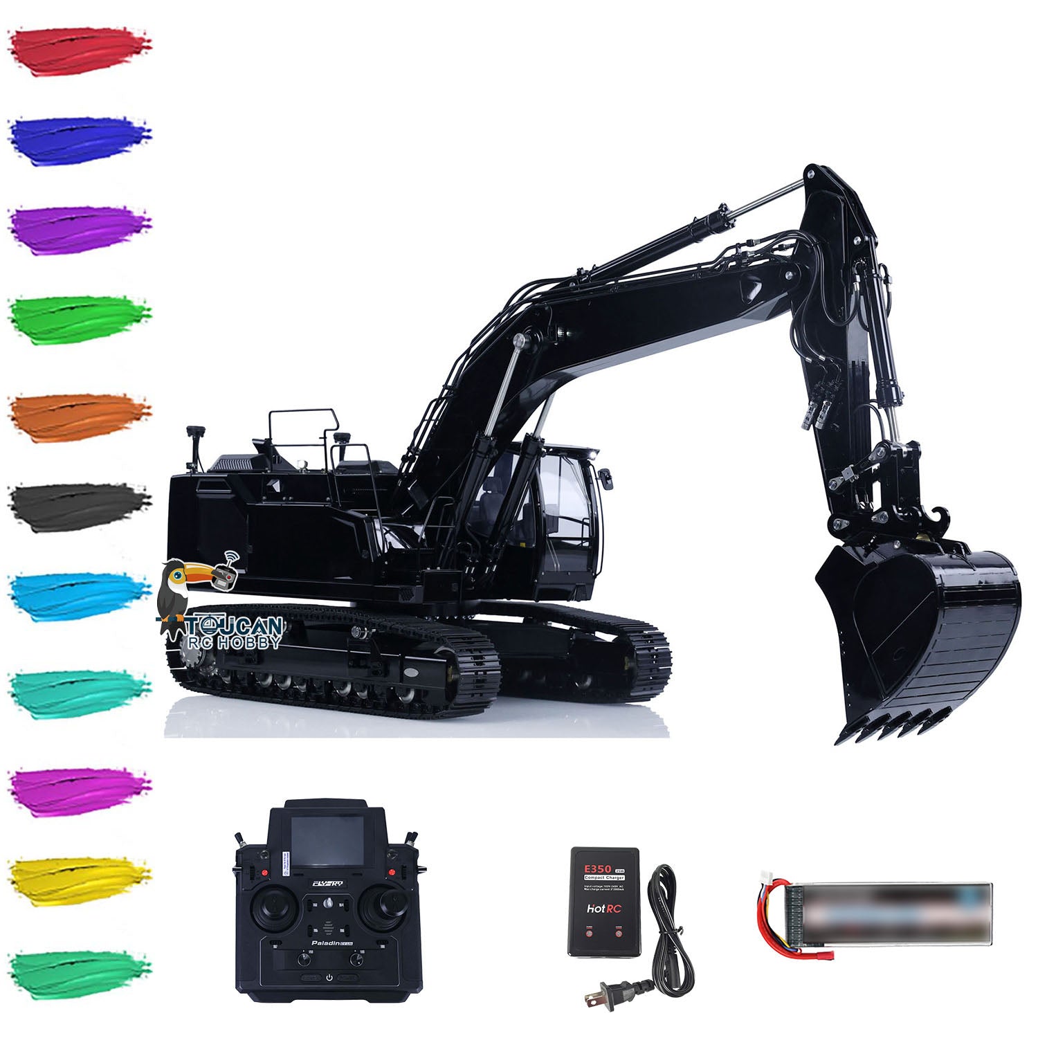 LESU LR945 B0016 1/14 Metal Hydraulic RC Excavator with radio controller battery and charger