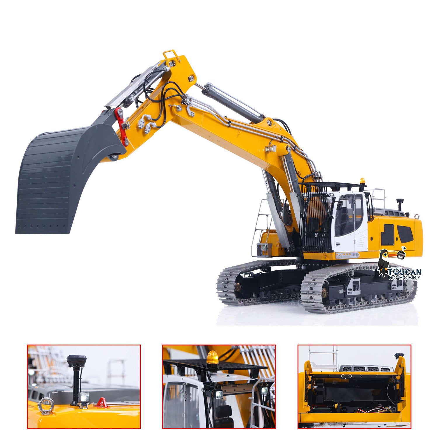 LESU LR956 1/14 Metal RC Hydraulic Excavator B0039 cab rotating light detail