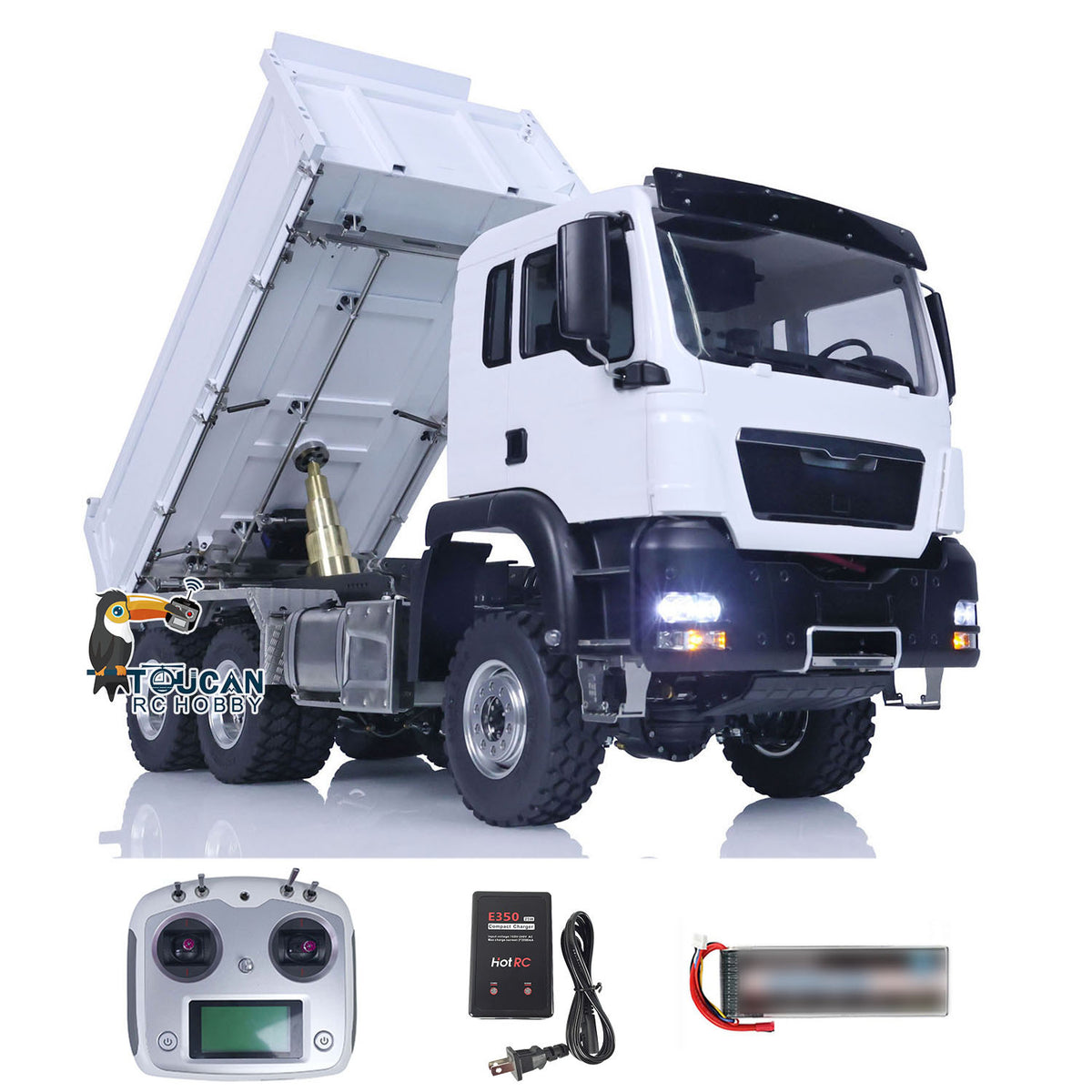 LESU Z0018 1/14 6x6 Metal RC Hydraulic Dump Truck RTR with radio controller battery and charger