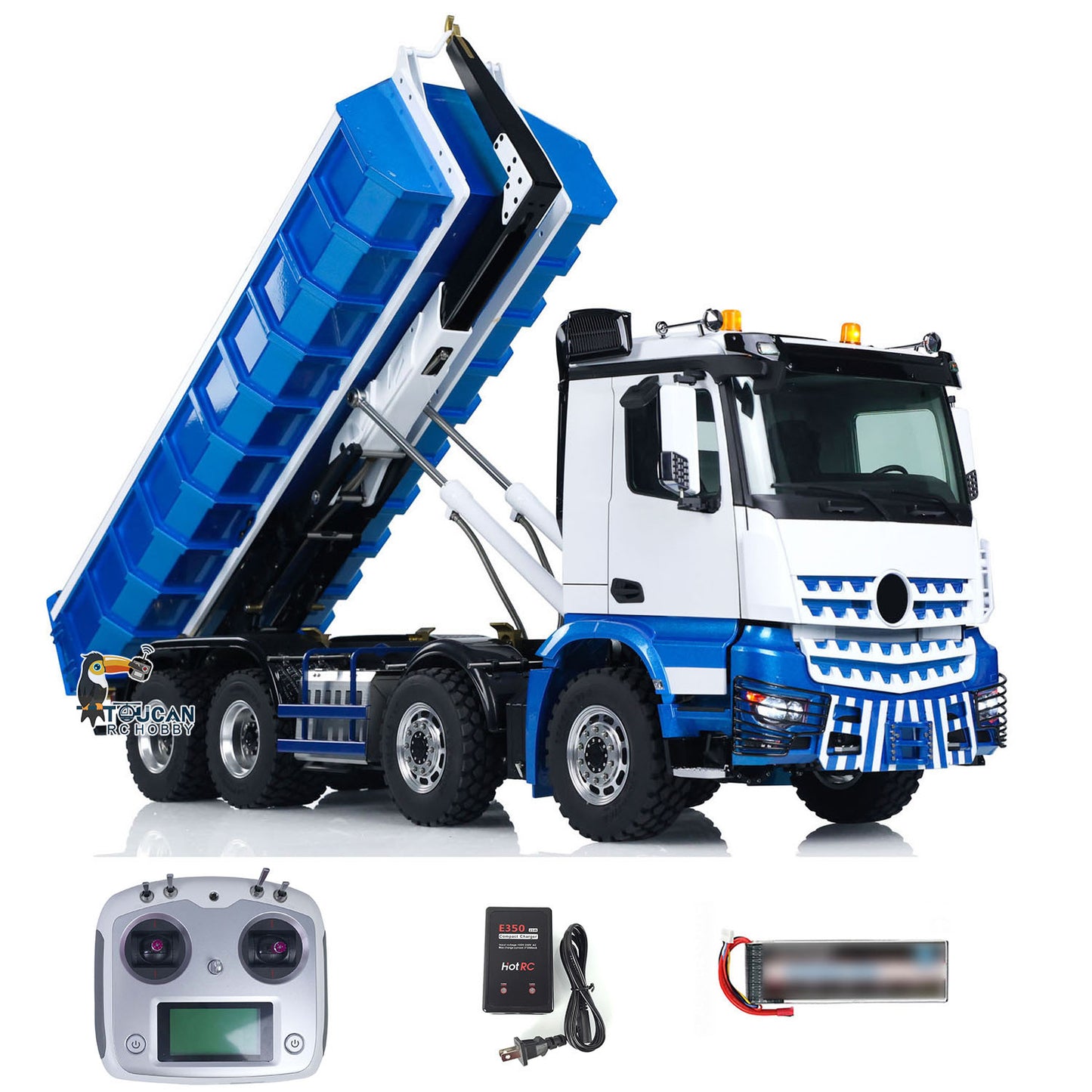 LESU Z0036 3348 1/14 8x8 Metal Hydraulic RC Roll-On Roll-Off Dump Truck complete set with radio controller, battery and charger