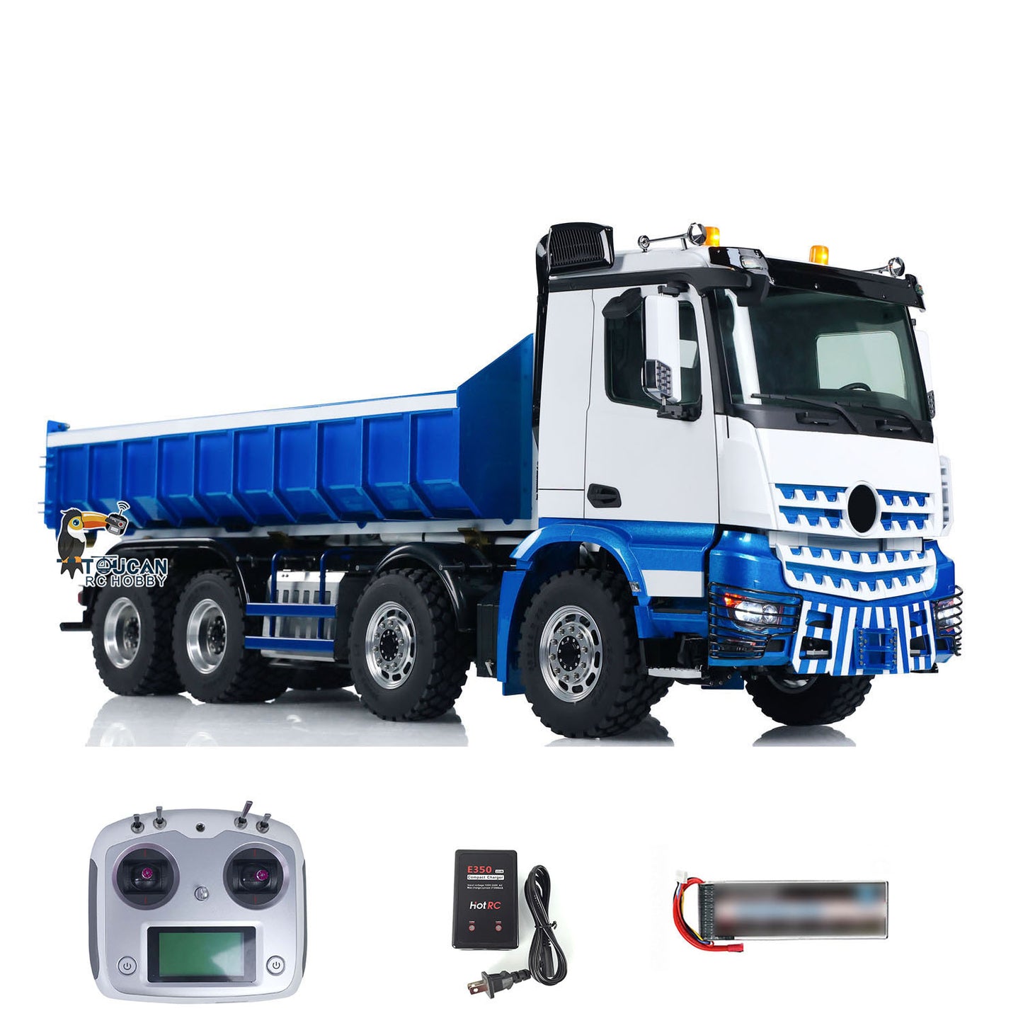 LESU Z0036 3348 1/14 8x8 Metal Hydraulic RC Roll-On Roll-Off Dump Truck ready-to-run kit with radio controller, battery and charger