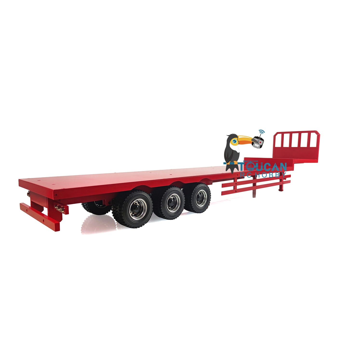 1:14 Metal Heavy Steering Trailer 3Axles Semi-trailer Manual Support Legs Rear Light for 1/14 TAMIYA RC Tractor Truck Lorry Model