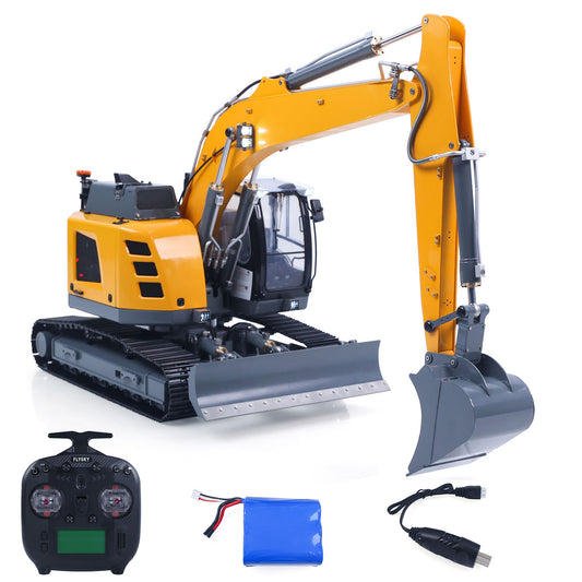 MD LR926 1/14 Metal RC Hydraulic Tracked Excavator RTR Yellow White Edition
