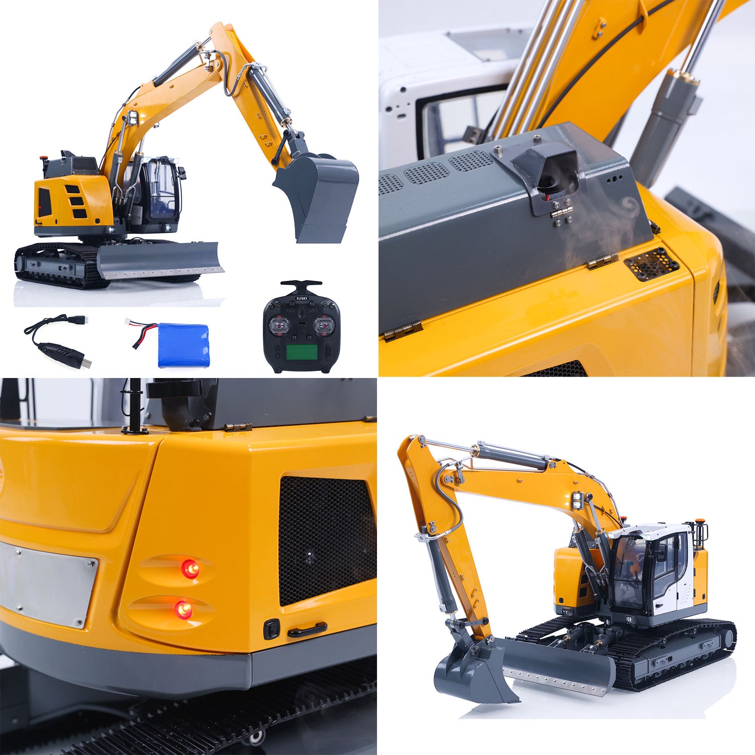 Metal RC Excavator Equipped with Magnetic Water Mist Module