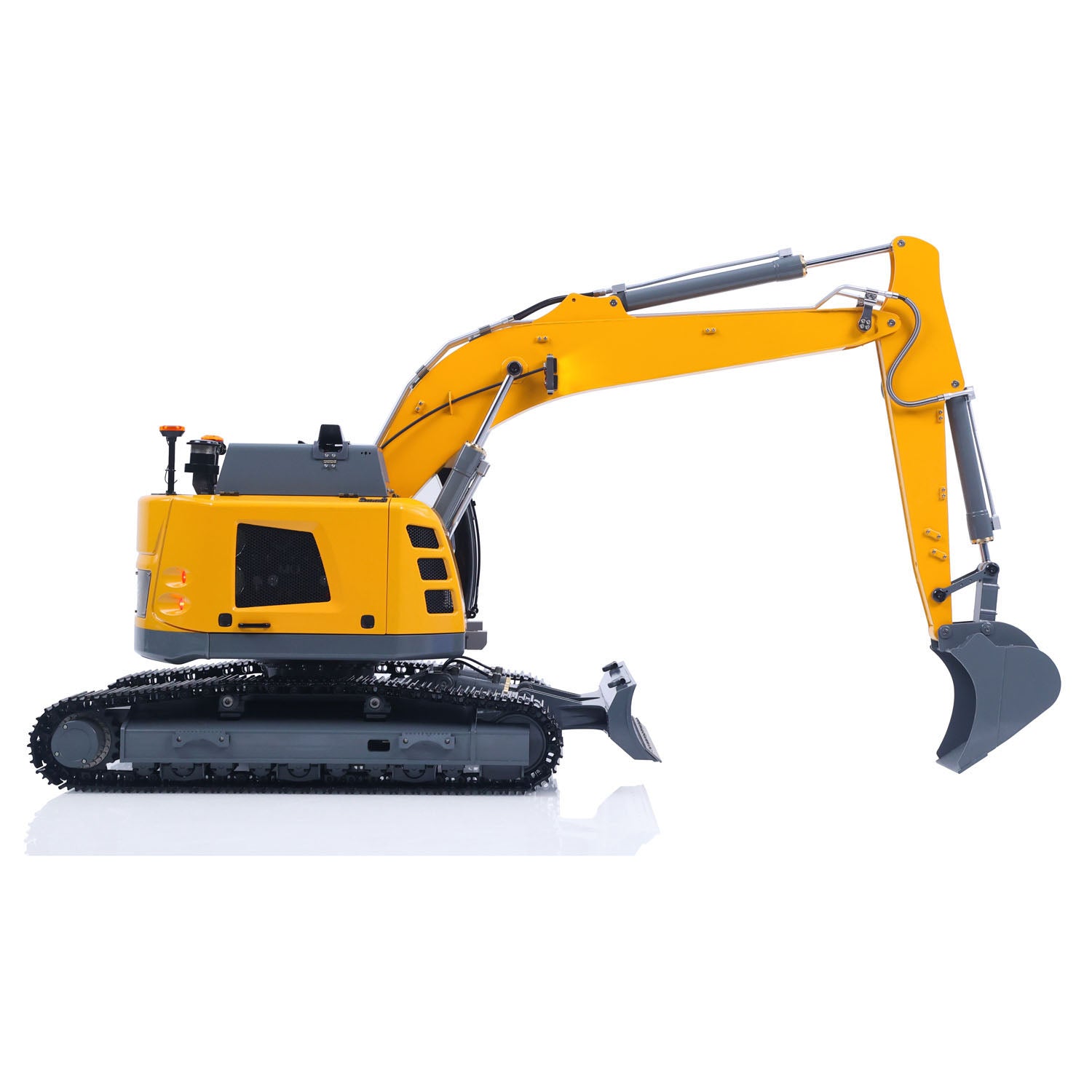 Metal RC Hydraulic Tracked Excavator Side Profile with Two-Piece Boom