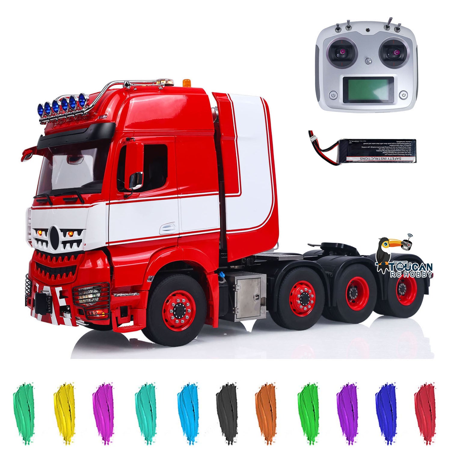 TOUCAN 1/14 Scale 8x8 RC Tractor Truck Metal RTR Model Red White Version