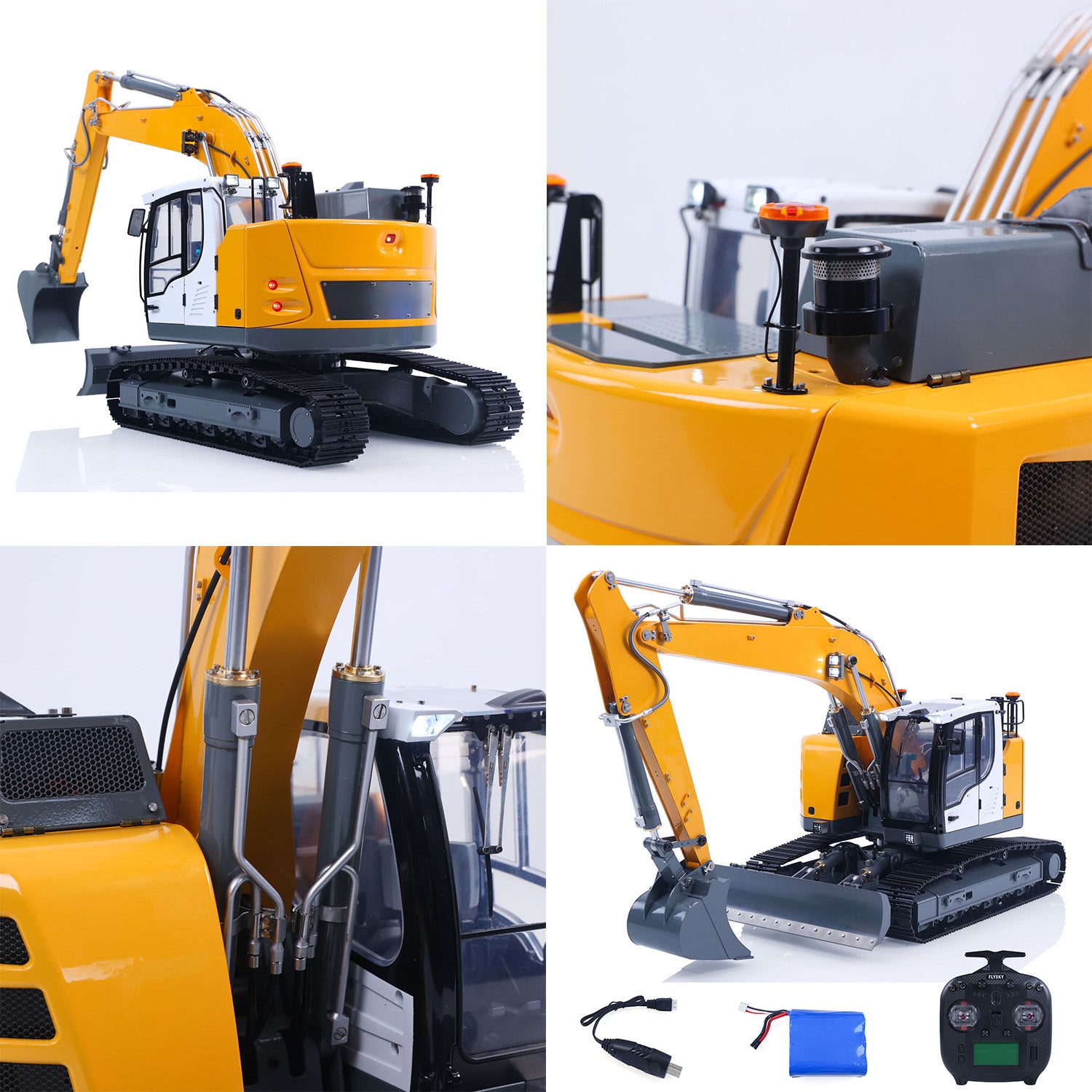 MD LR926 Metal RC Hydraulic Excavator Close Up with Scale Engineering Details