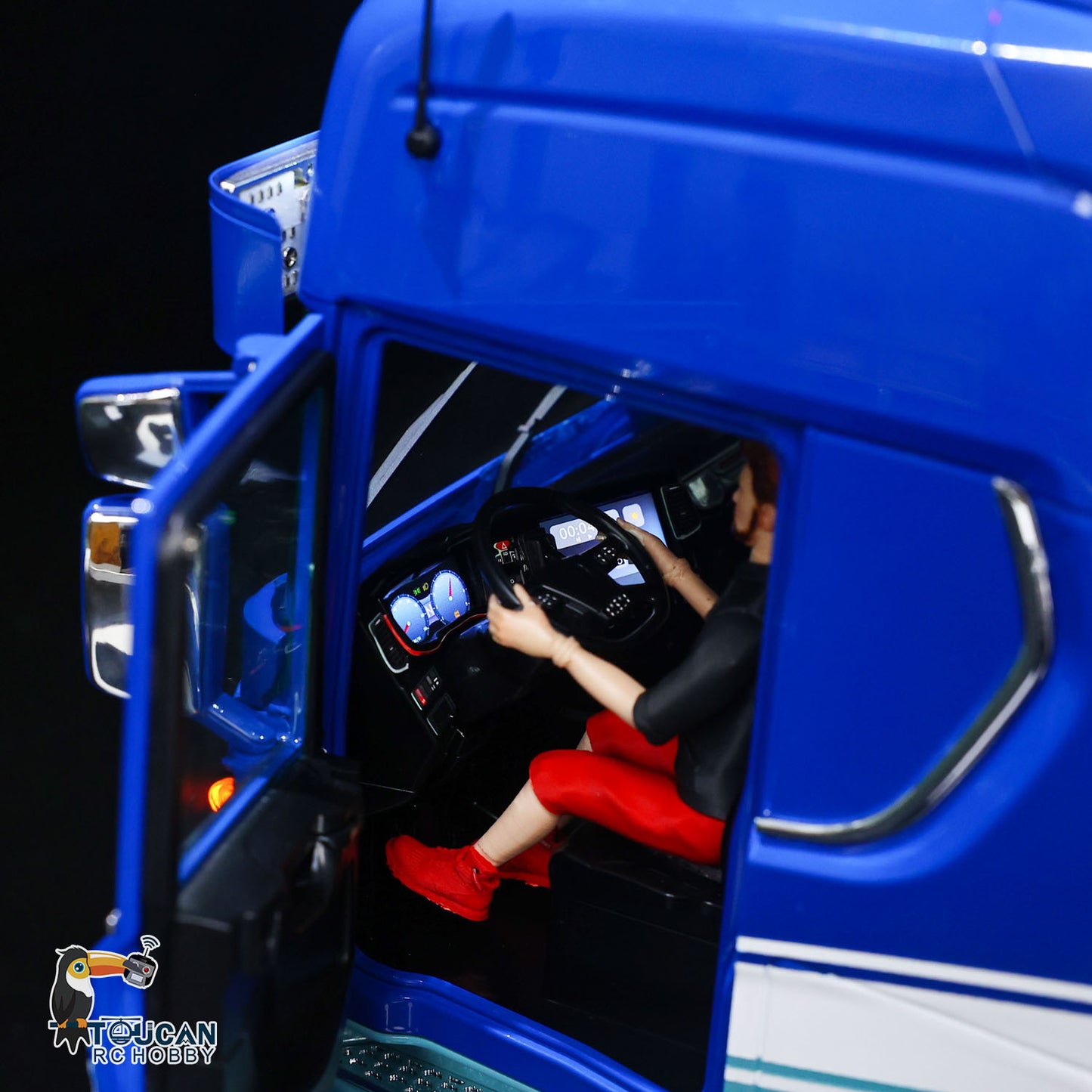 RC Tractor Truck Cab Interior with Multimedia Display and Dashboard Screen