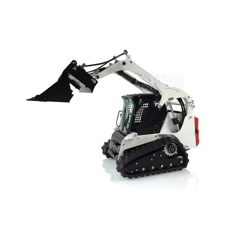 LESU 1/14 Metal Hydraulic Aoue-LT5 RC Tracked Skid-Steer Loader KIT Model Dozer Blade Shovel Hay Clamp Bucket Rake Sweeper Track