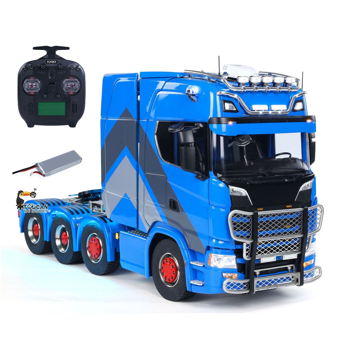 ScaleClub 770S 1/14 8x8 Metal Chassis RC Tractor Truck RTR configuration with radio controller and battery