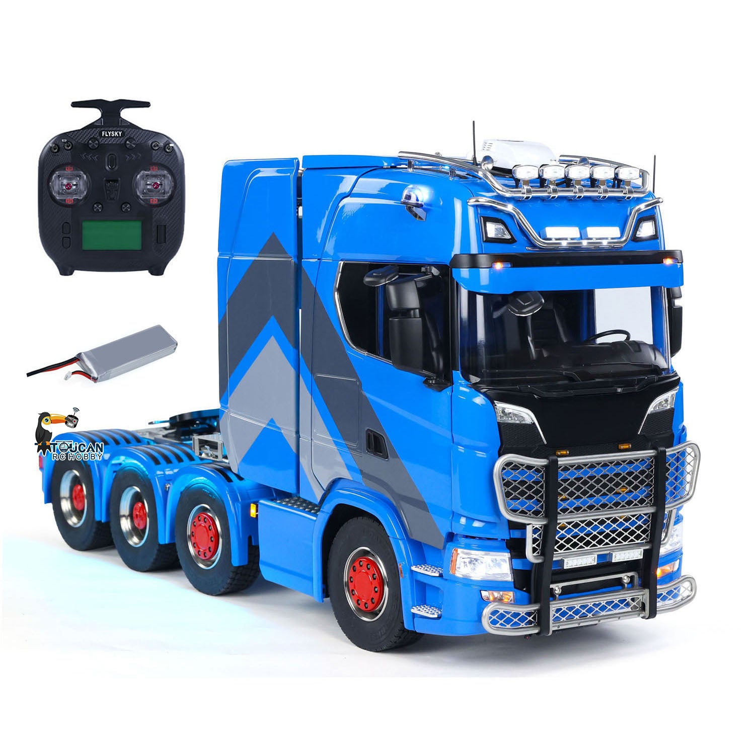 ScaleClub 770S 1/14 8x8 Metal Chassis RC Tractor Truck RTR configuration with radio controller and battery