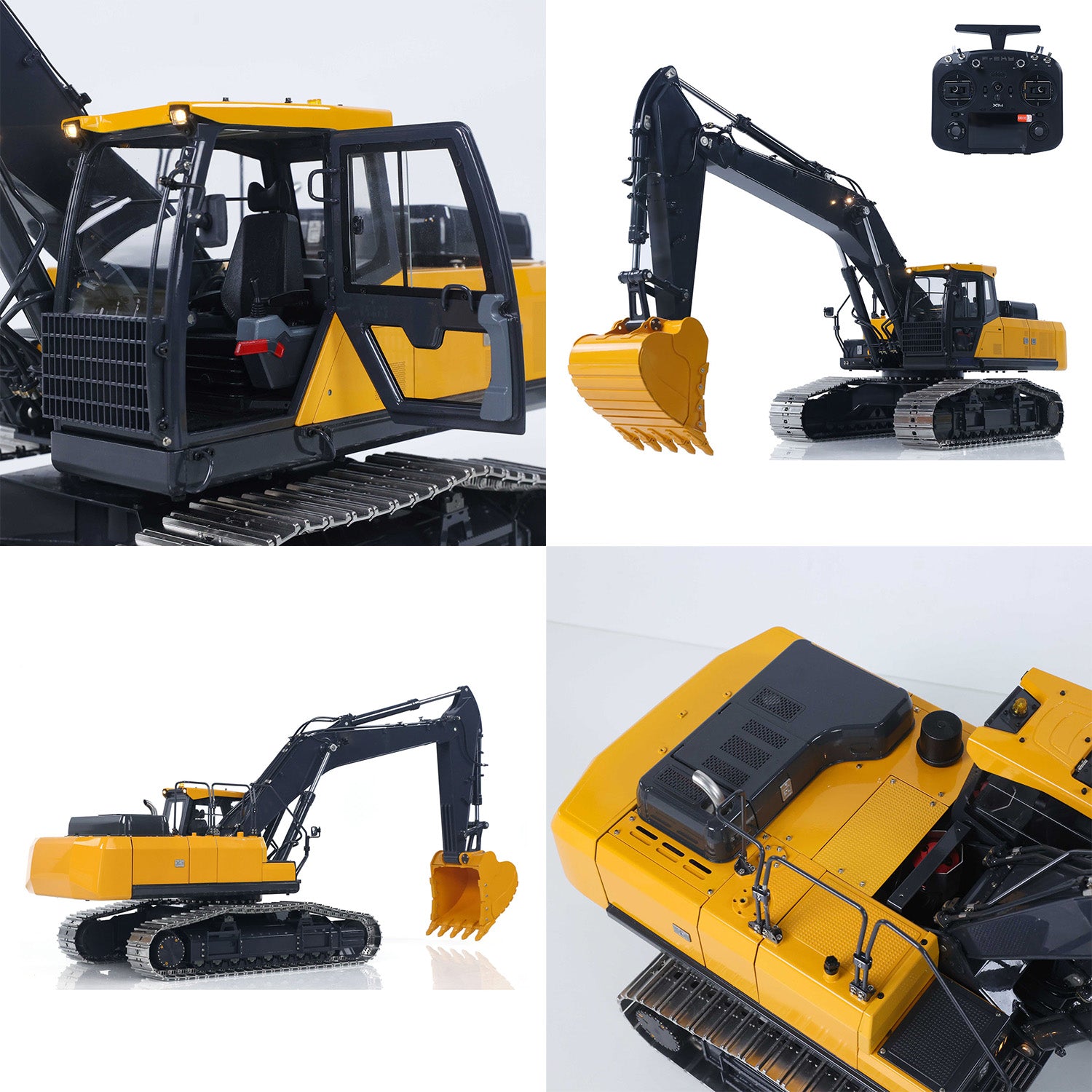 Super Frog E400 1/14 RC hydraulic excavator cab interior and machine body detail view