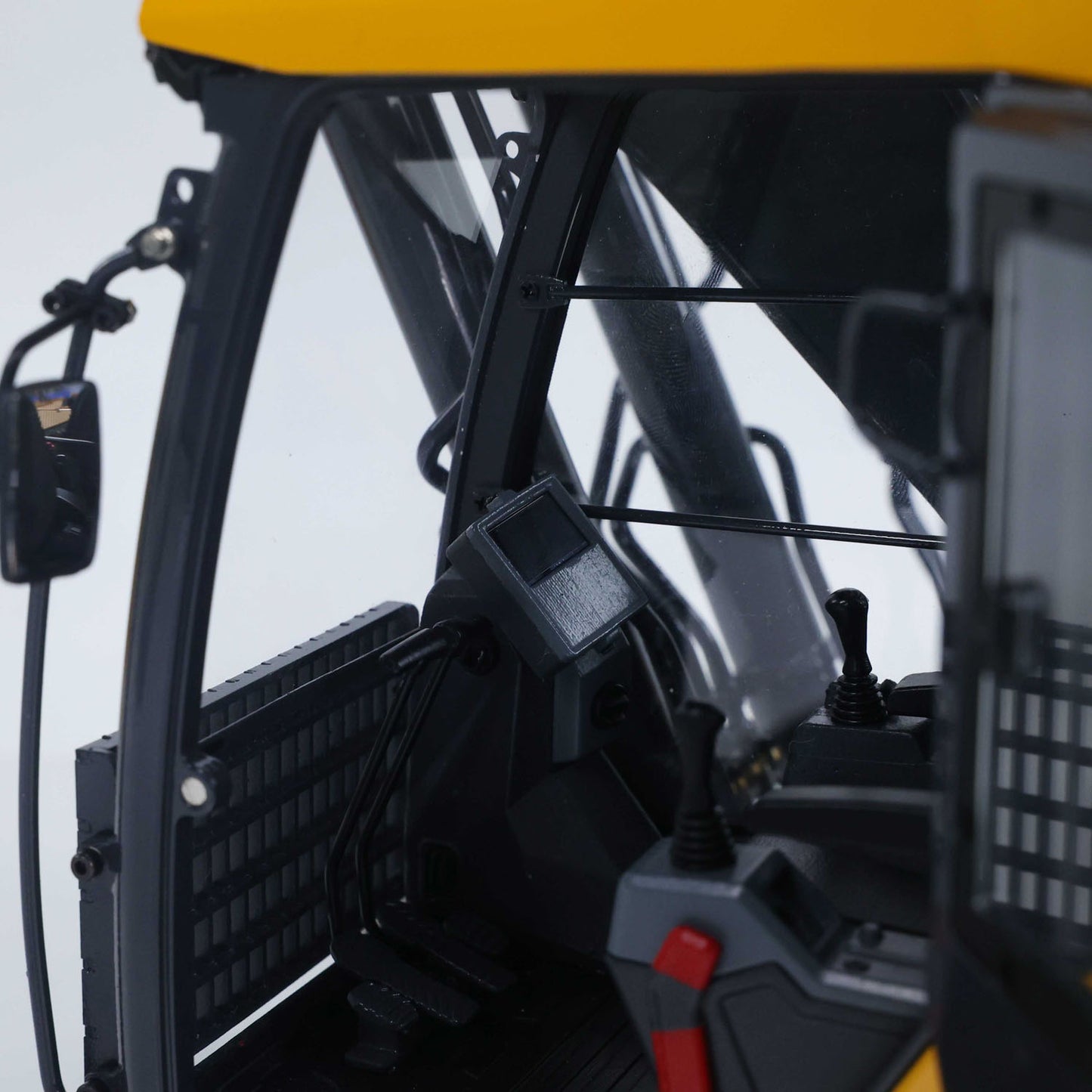 Super Frog E400 1/14 RC excavator cab interior detail with dashboard display