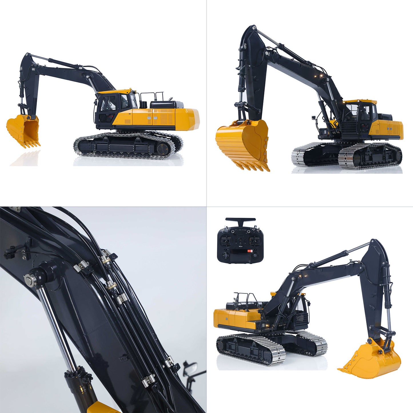 Super Frog E400 1/14 RC hydraulic excavator hydraulic oil pipe system detail close-up