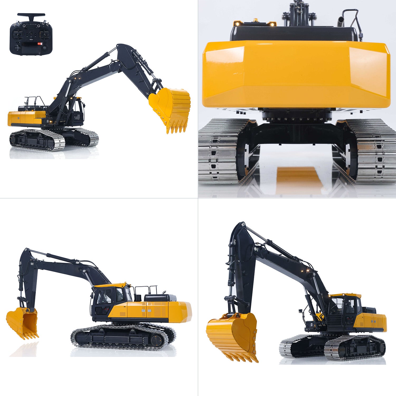 Super Frog E400 1/14 RC hydraulic excavator rear counterweight and side structure detail view